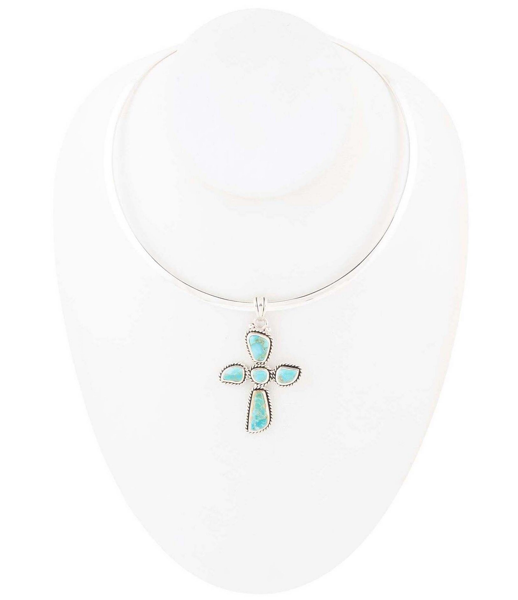 Barse Cross Pendant Sterling Silver Statement Collar Necklace