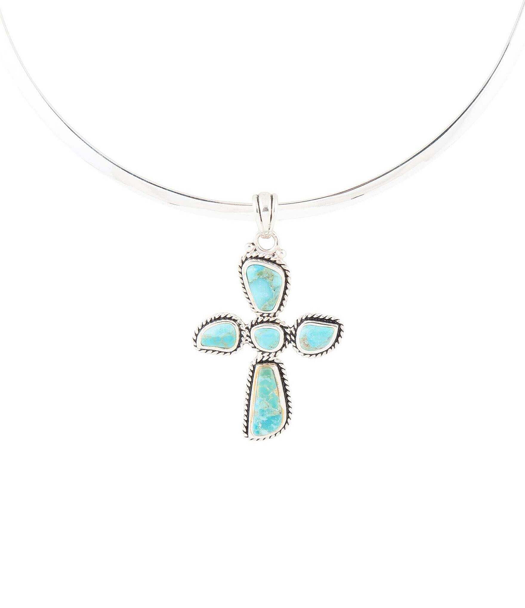 Barse Cross Pendant Sterling Silver Statement Collar Necklace
