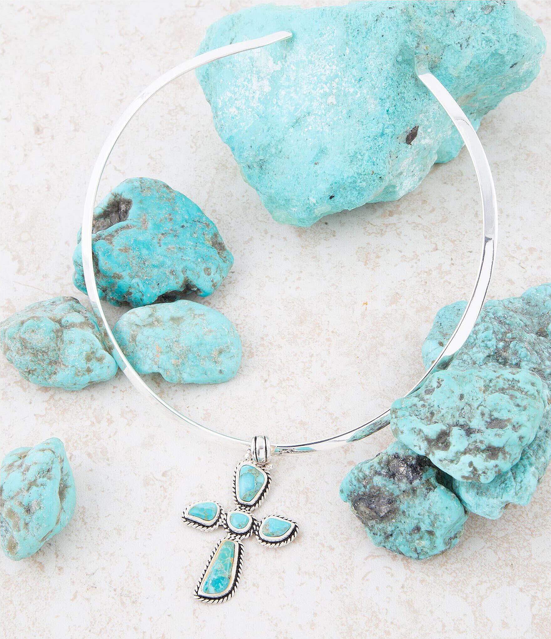 Barse Cross Pendant Sterling Silver Statement Collar Necklace