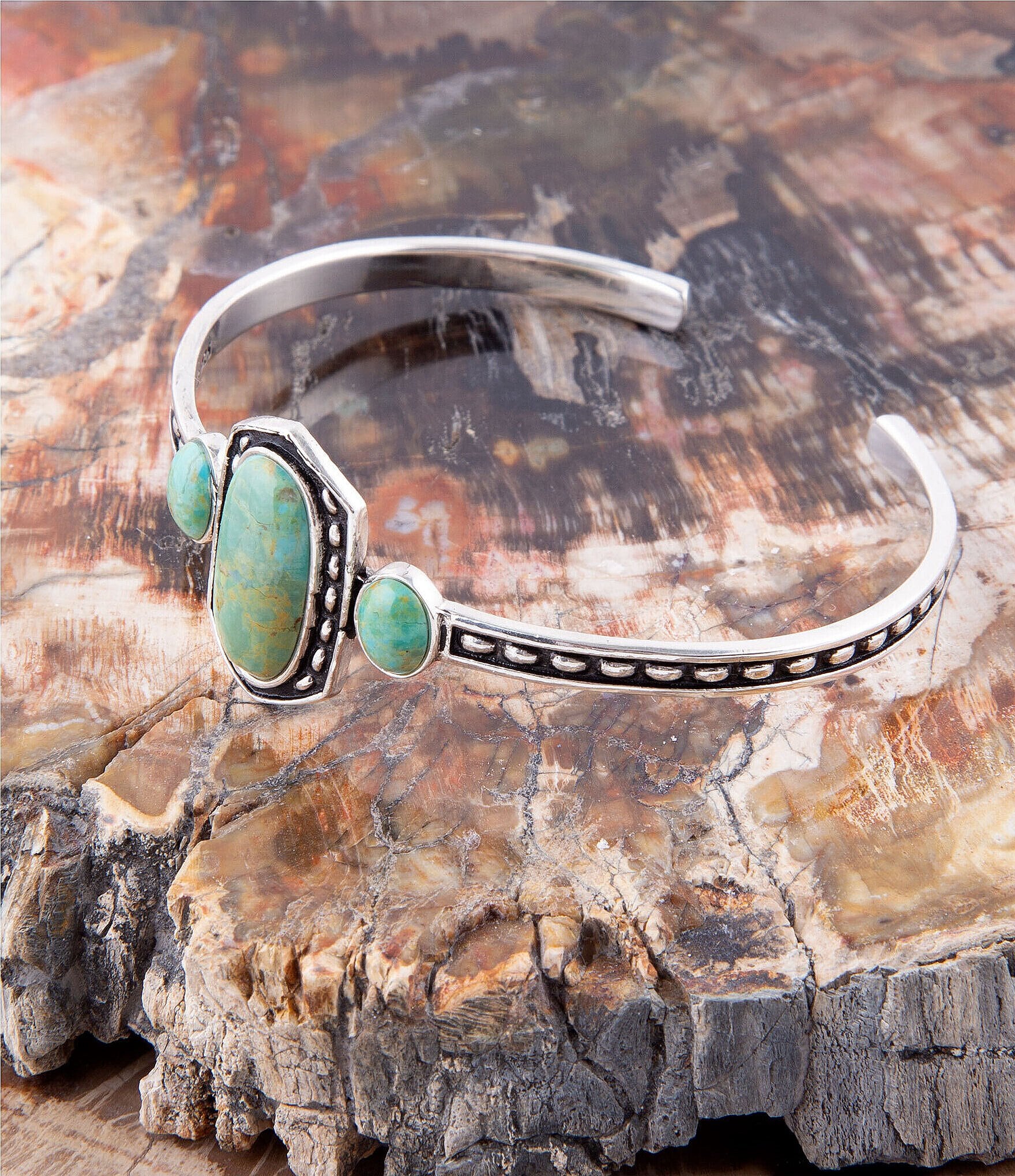 Barse Sterling Silver and Genuine Turquoise Cuff Bracelet