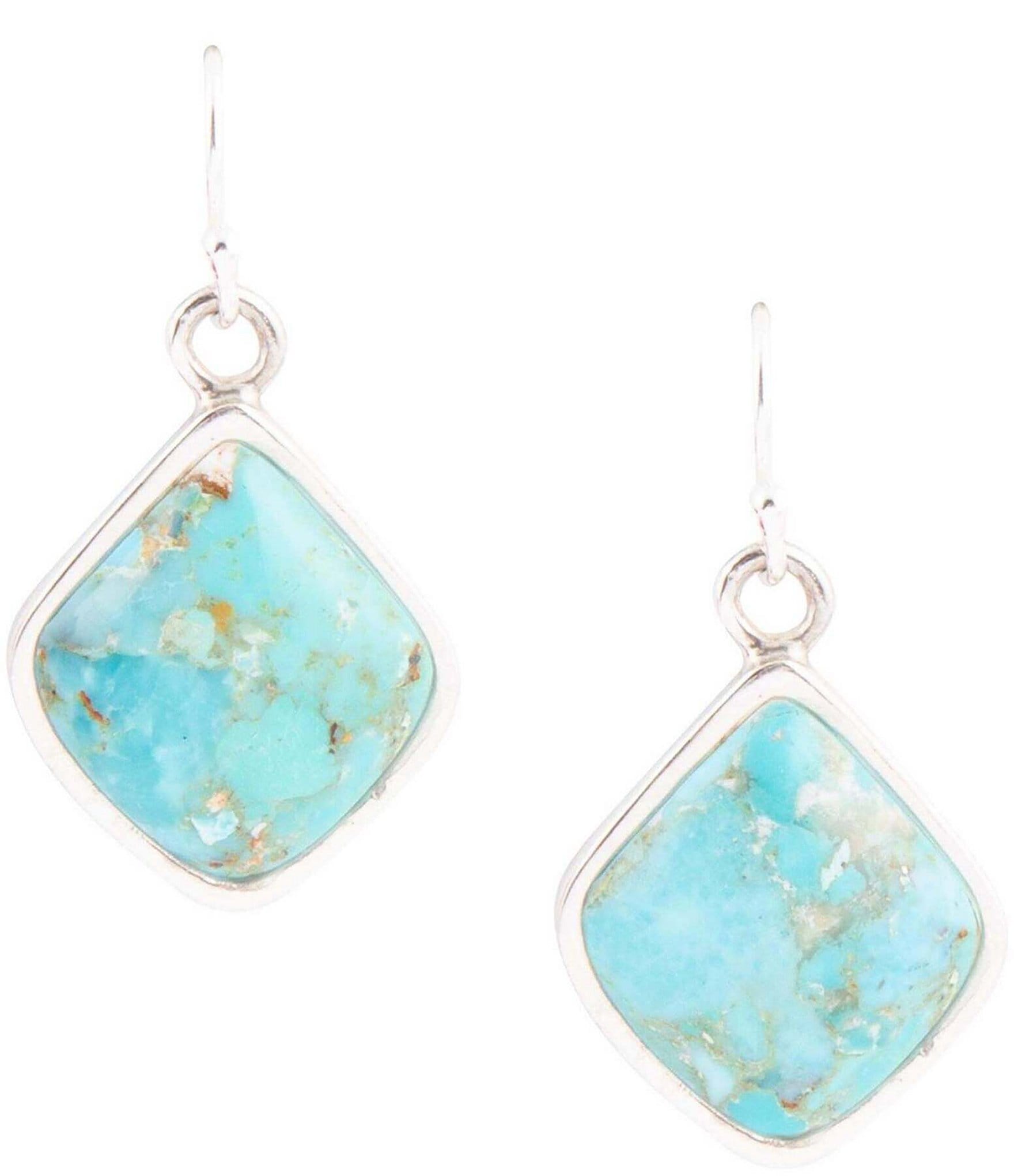 Barse Sterling Silver and Genuine Turquoise Drop Earrings