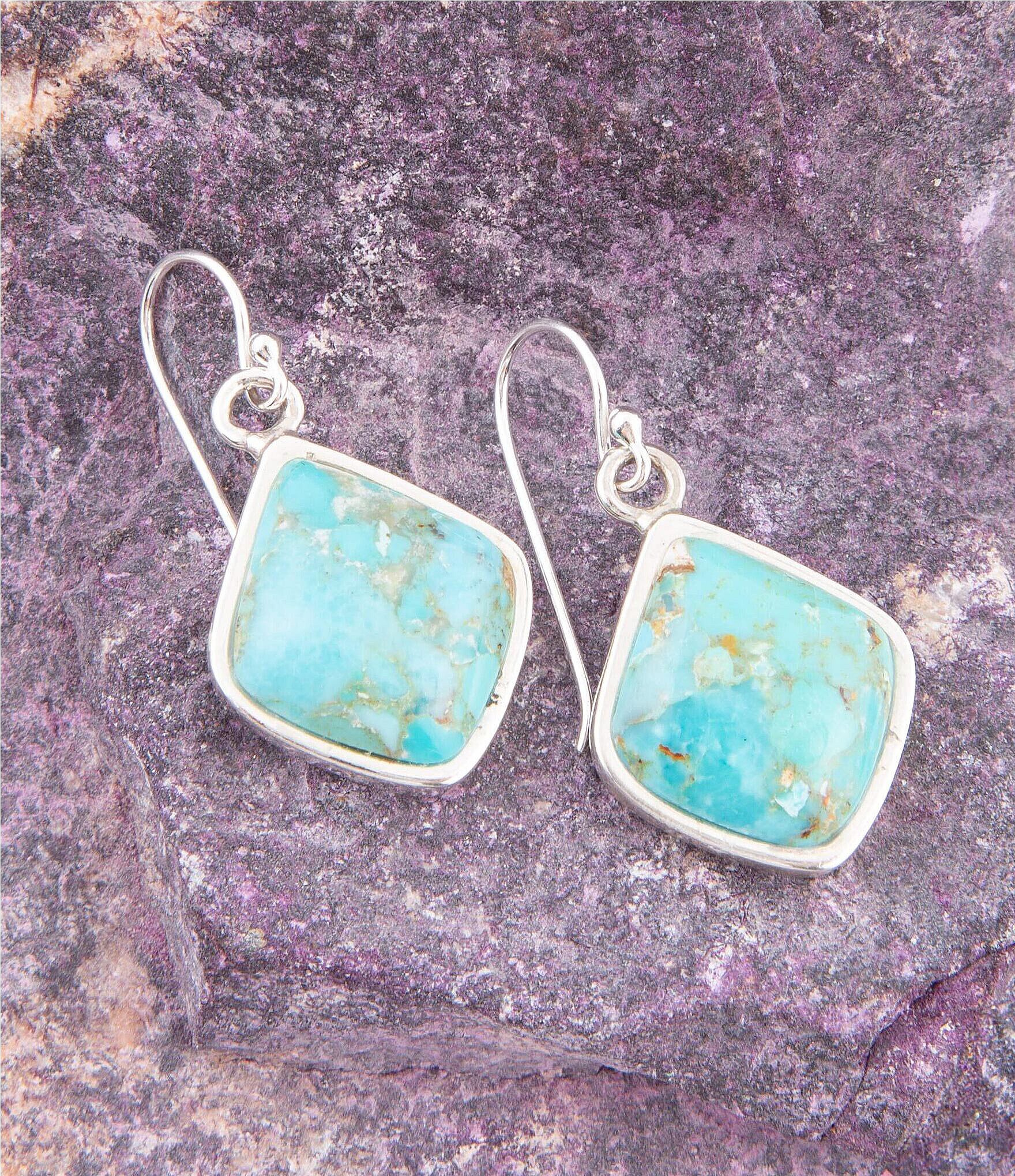 Barse Sterling Silver and Genuine Turquoise Drop Earrings