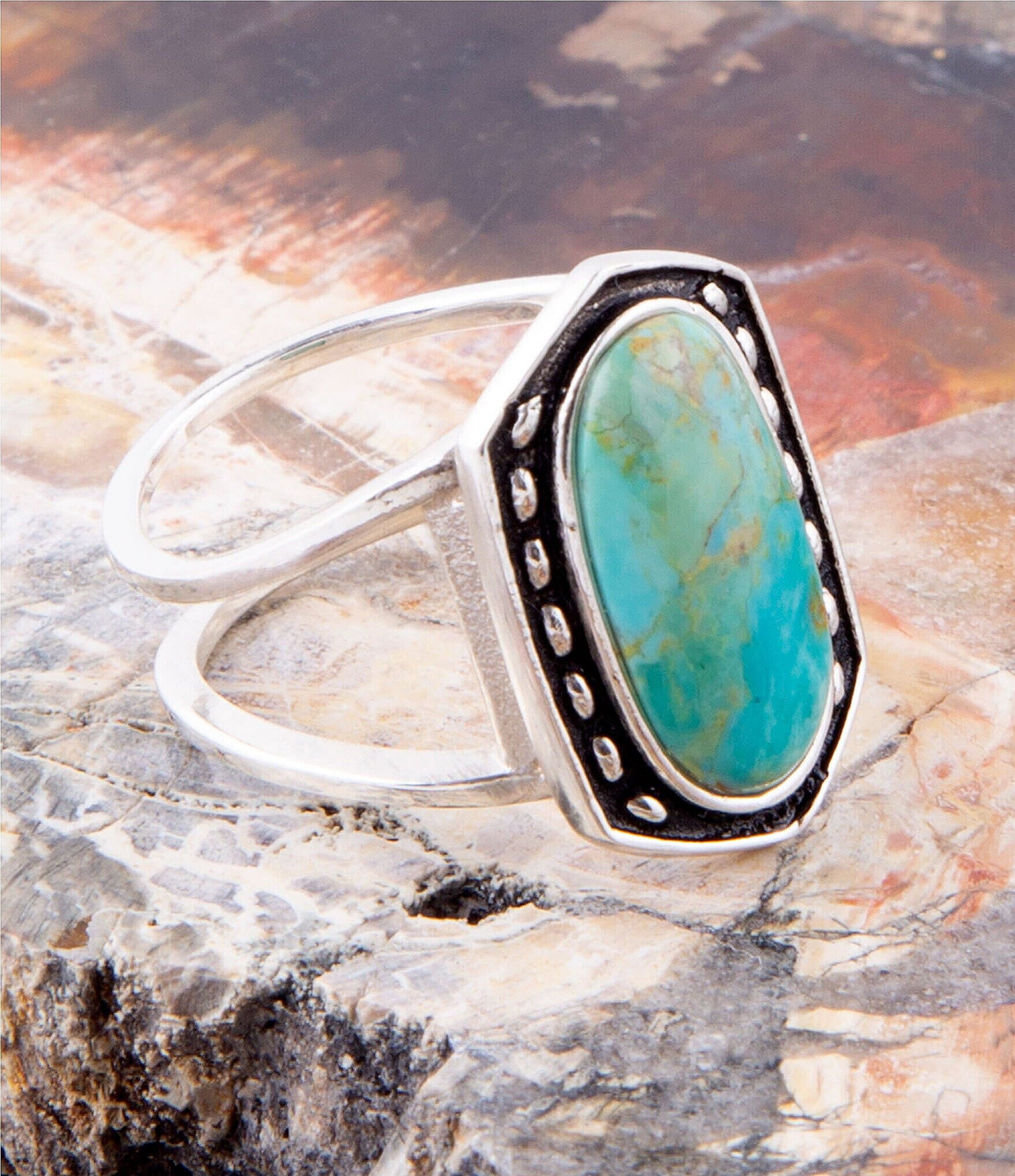 Barse Sterling Silver and Genuine Turquoise Cocktail Ring