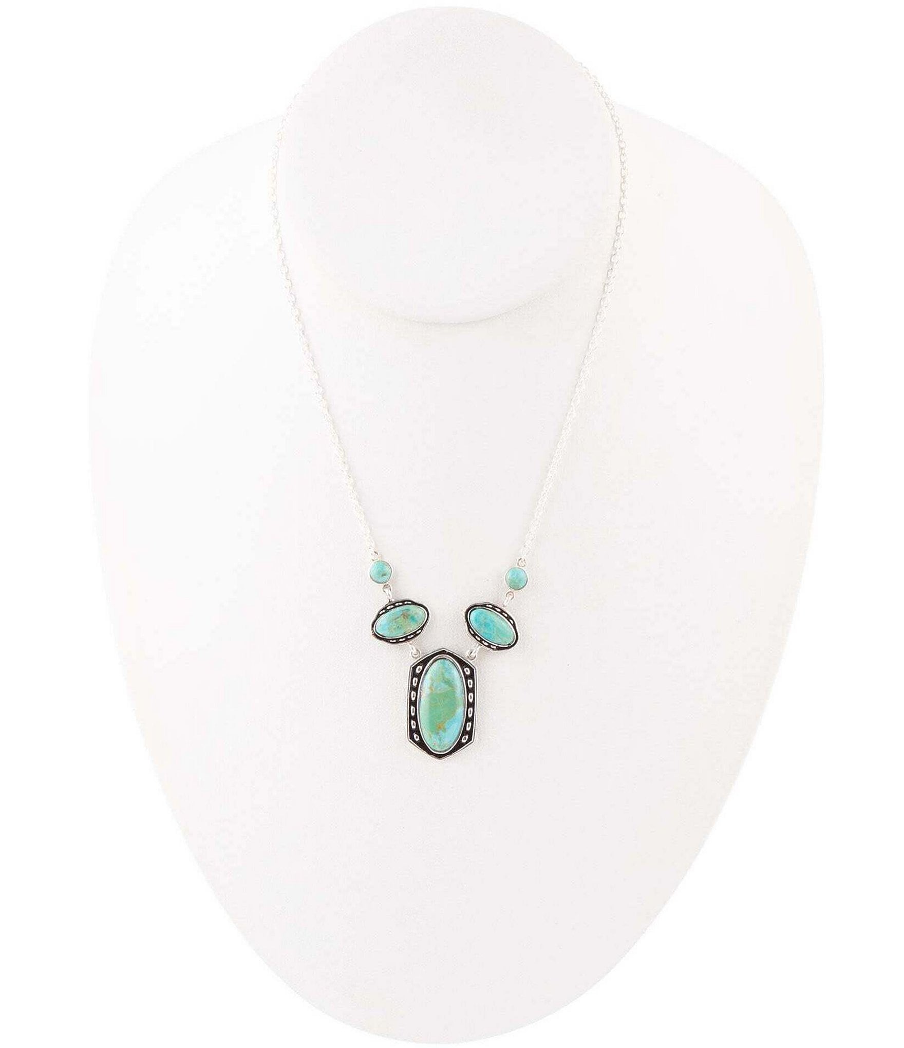 Barse Sterling Silver and Genuine Turquoise Short Pendant Necklace ...