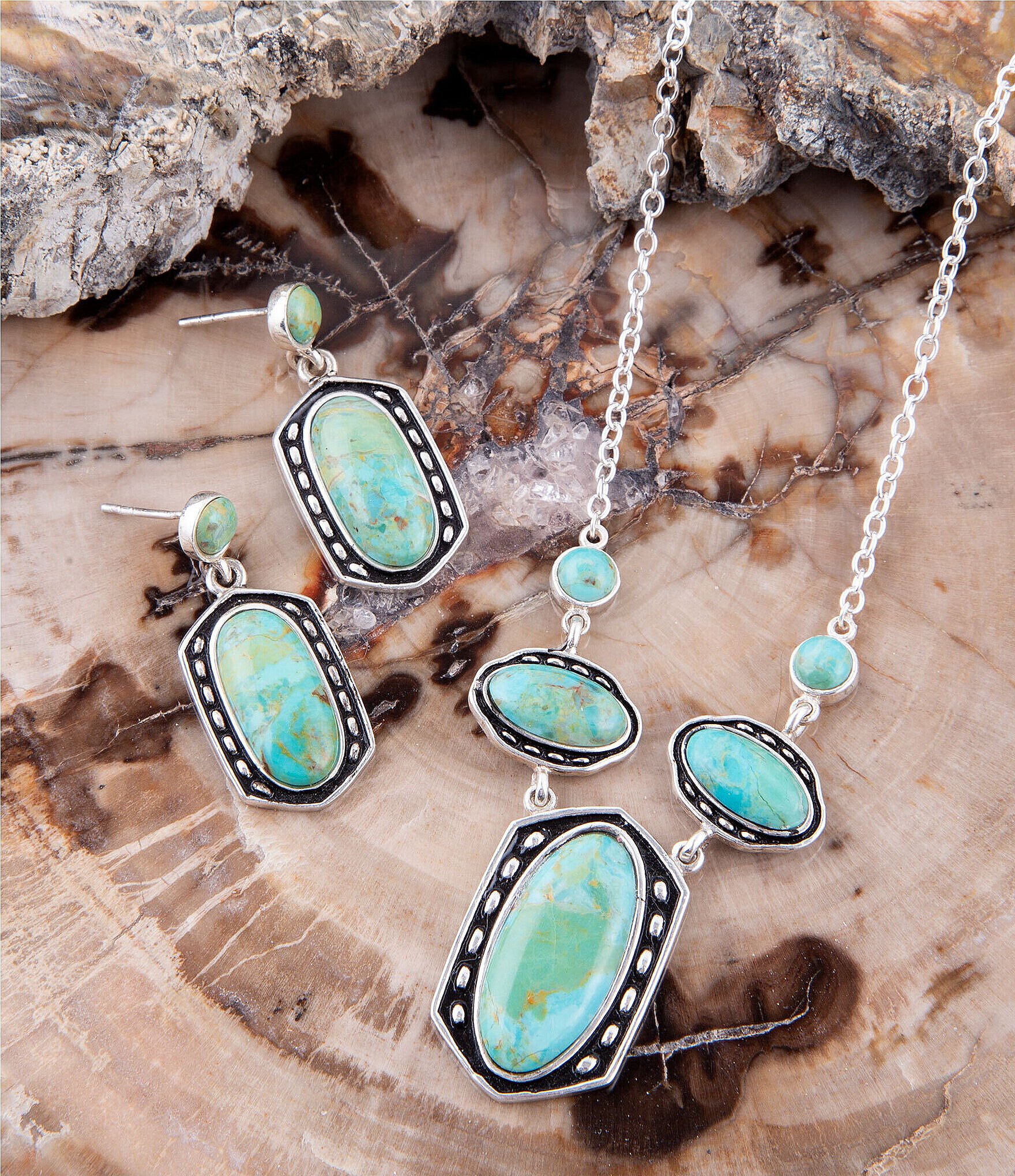 Barse Sterling Silver and Genuine Turquoise Short Pendant Necklace