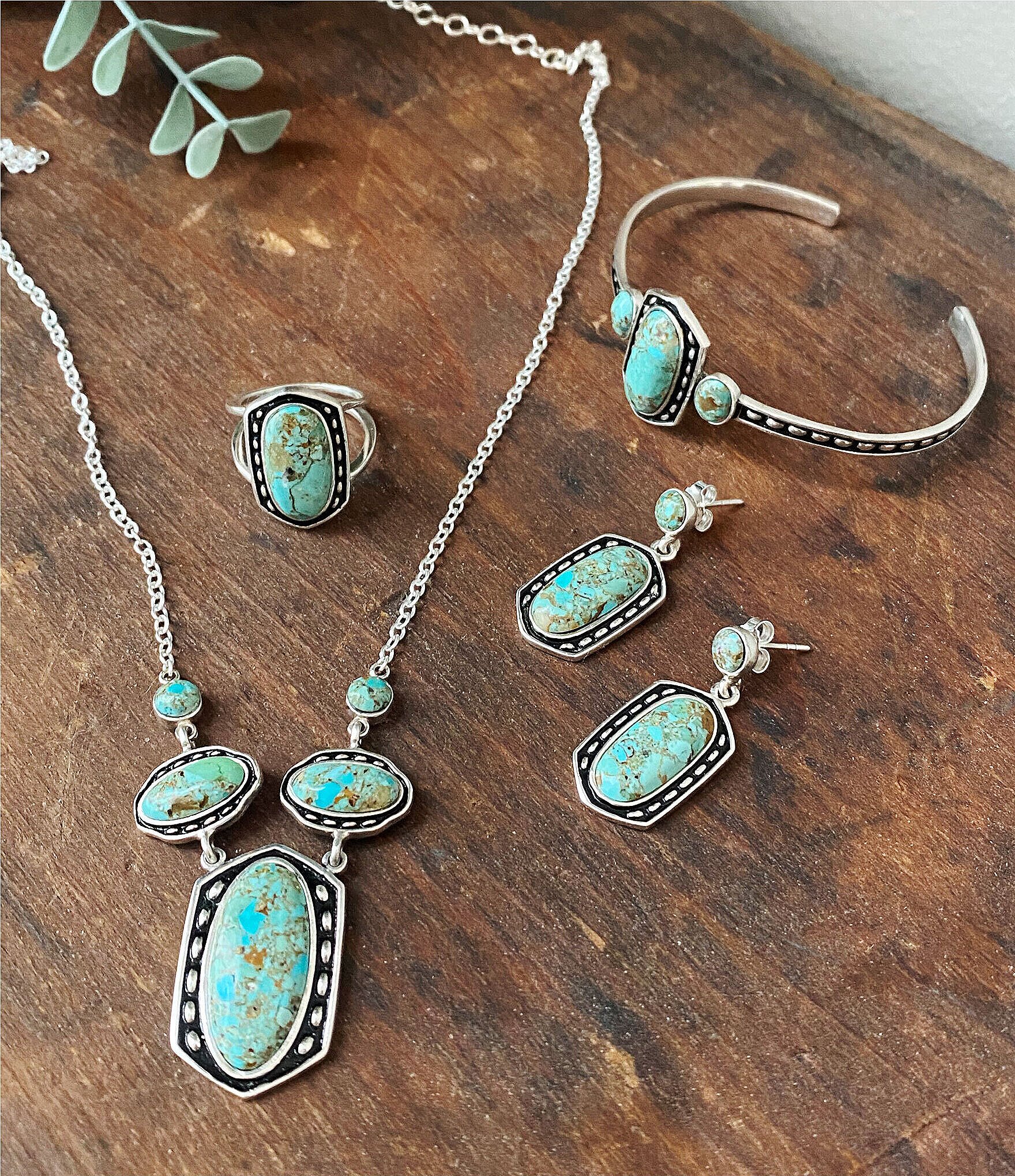 Barse Sterling Silver and Genuine Turquoise Short Pendant Necklace