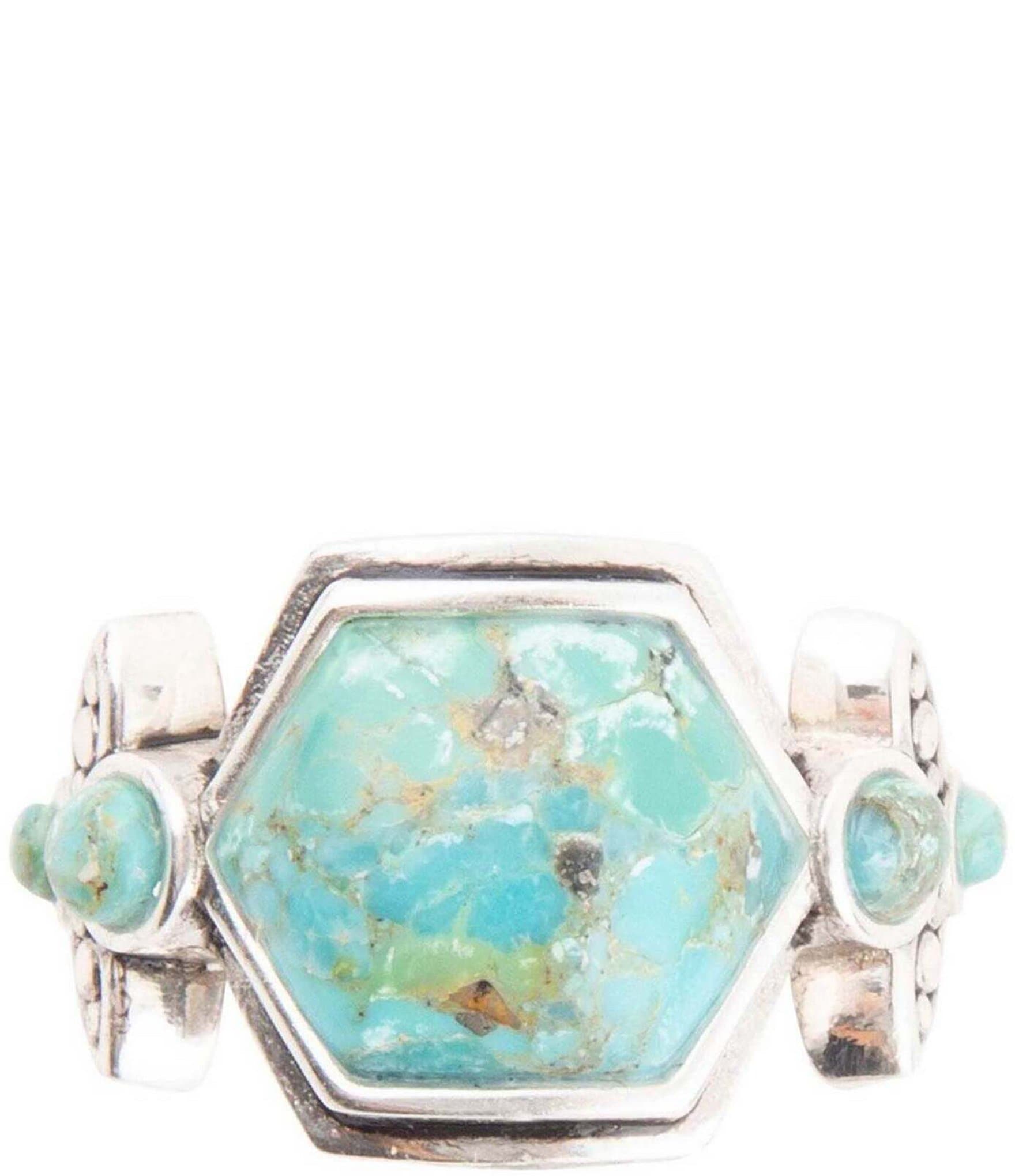 Barse Sterling Silver and Genuine Turquoise Southwest Floral Band Ring