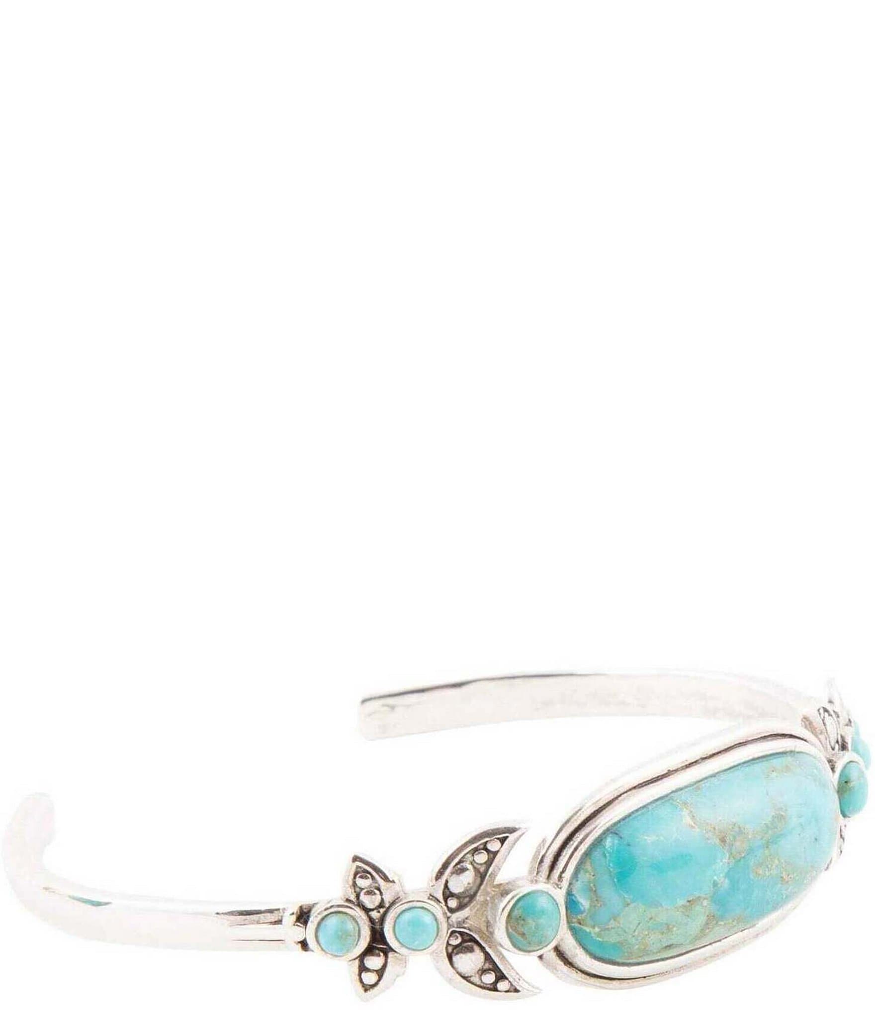 Barse Sterling Silver and Genuine Turquoise Southwest Floral Cuff Bracelet