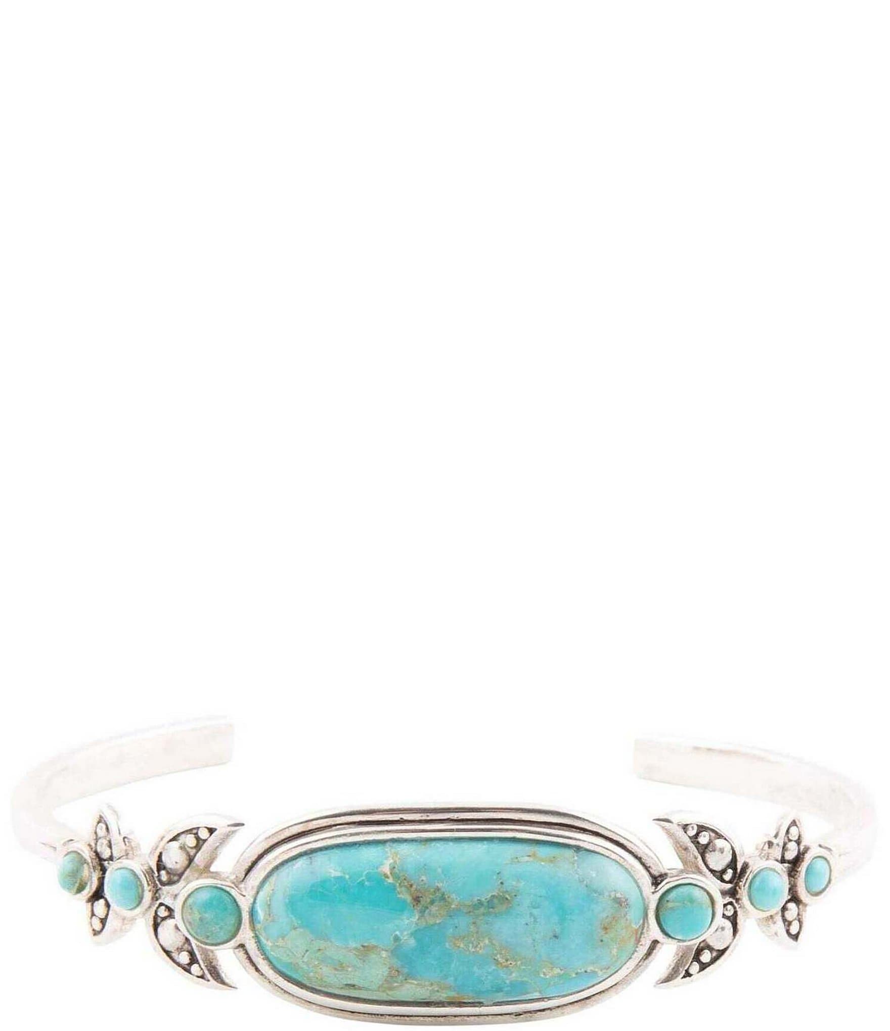 Barse Sterling Silver and Genuine Turquoise Southwest Floral Cuff Bracelet