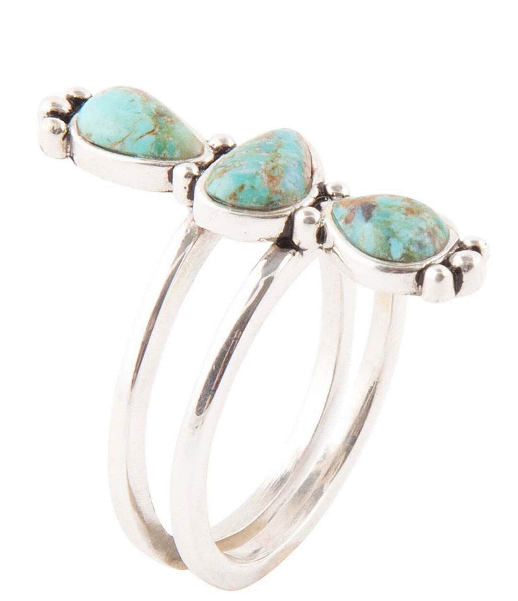 Barse Sterling Silver And Genuine Turquoise Triple Stone Statement Ring ...