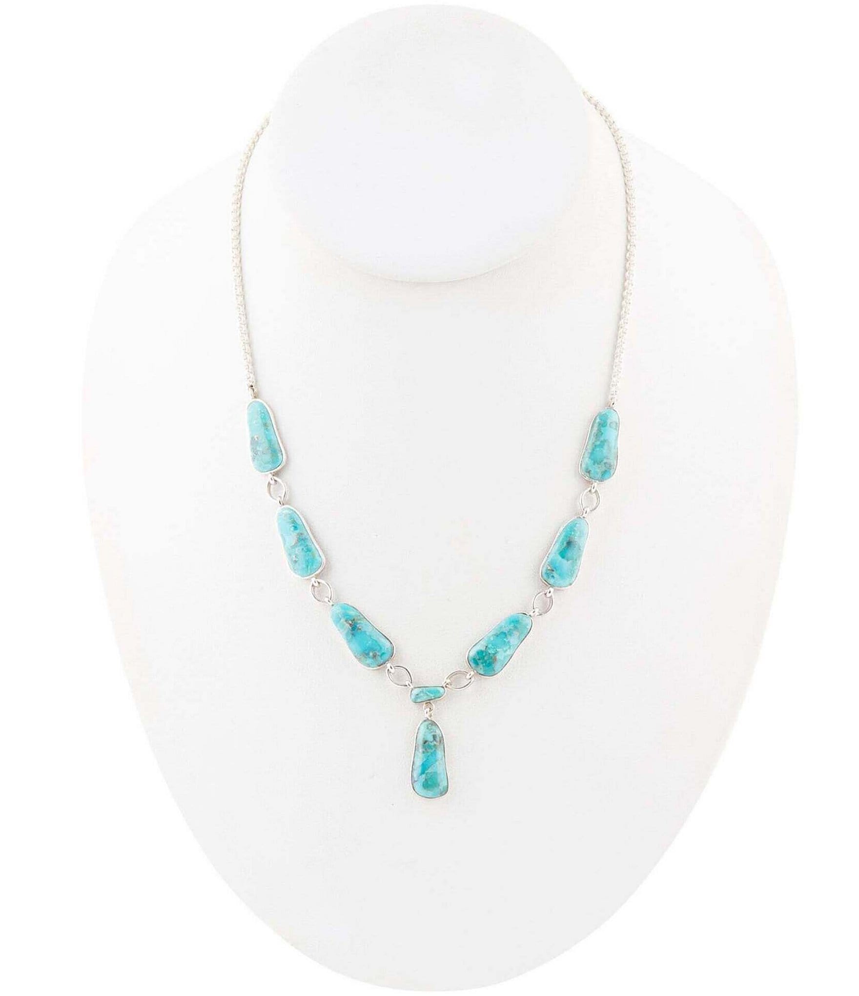 Barse Sterling Silver and Genuine Turquoise Y Necklace