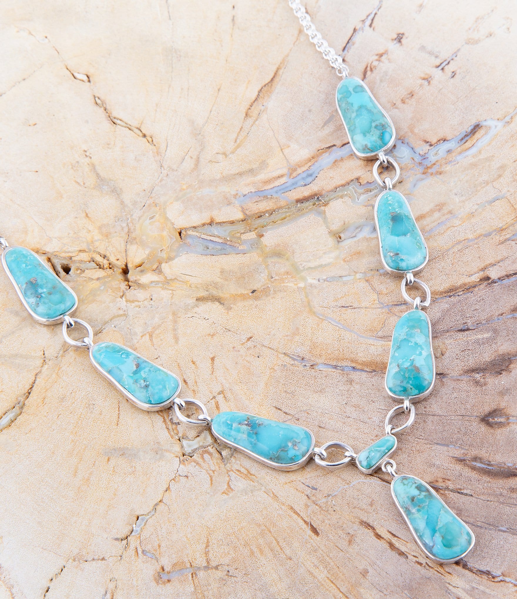 Barse Sterling Silver and Genuine Turquoise Y Necklace