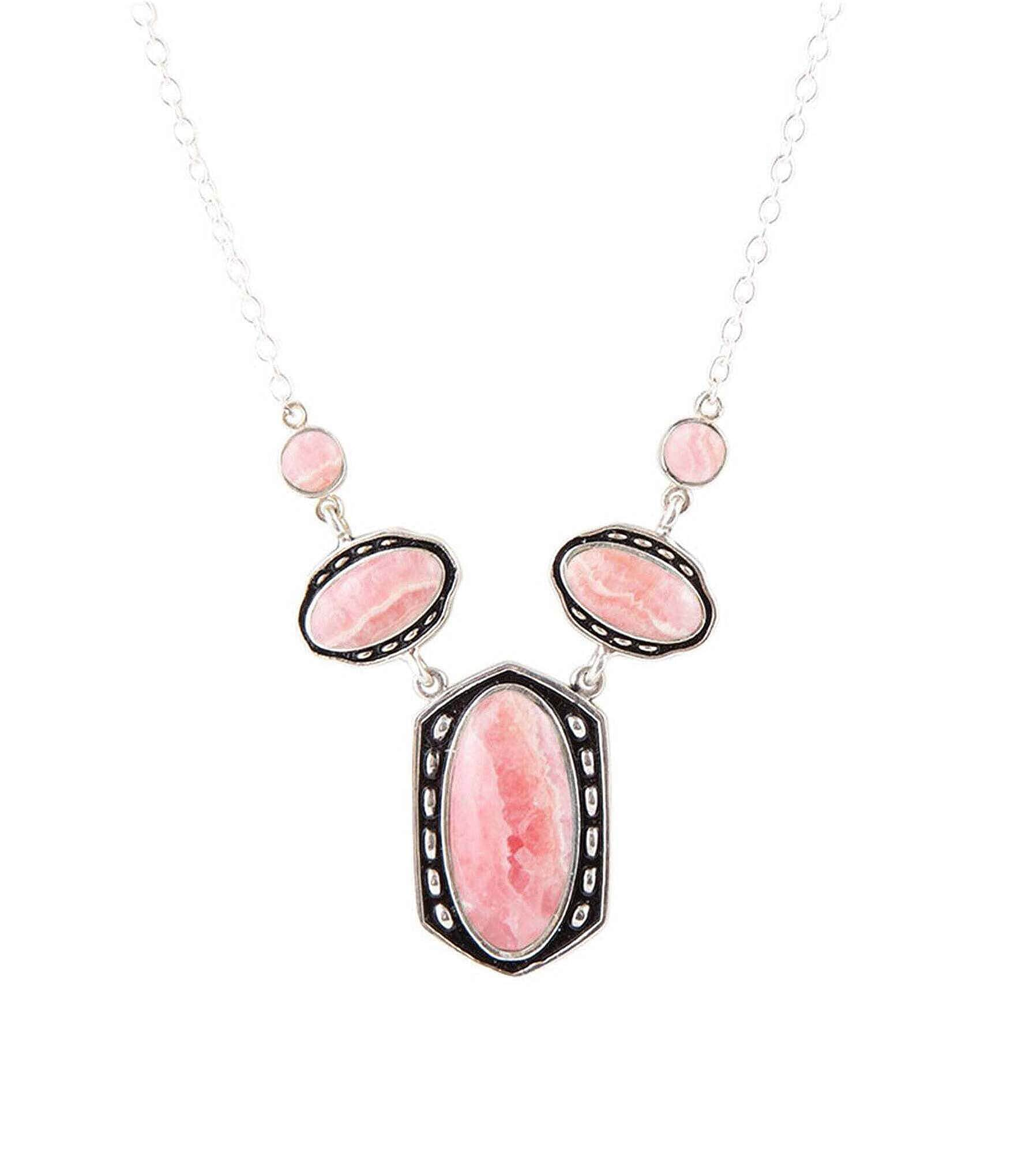 Barse Sterling Silver and Rhodonite Sterling Silver Short Pendant Necklace