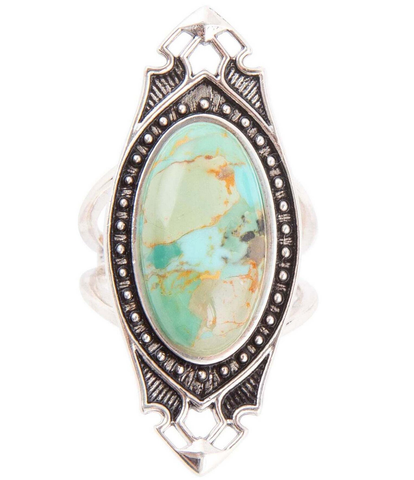 Barse Sterling Silver and Turquoise Genuine Stone Oval Ring