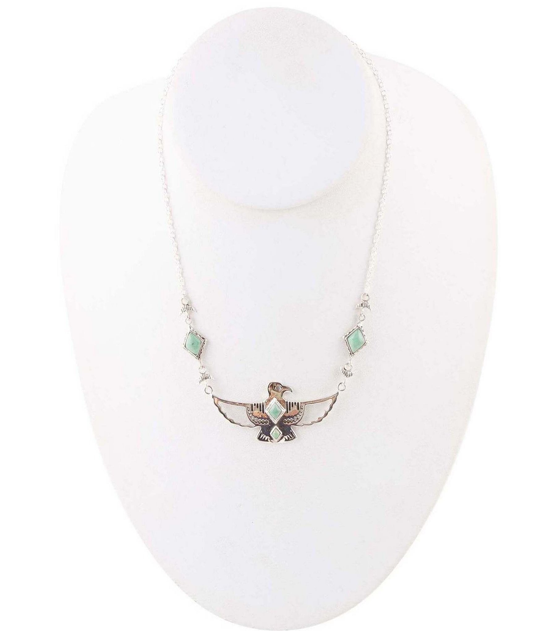 Barse Sterling Silver and Turquoise Thunderbird Collar Necklace