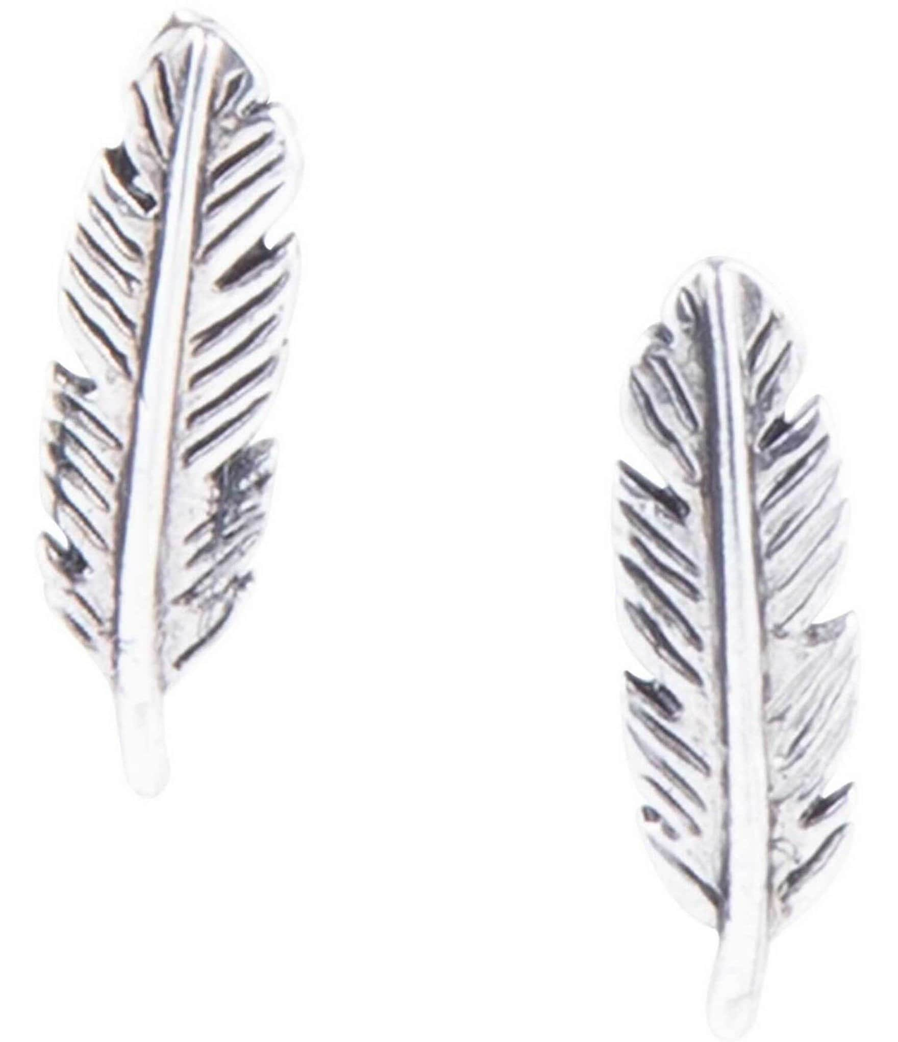 Barse Sterling Silver Feather Quill Stud Earrings