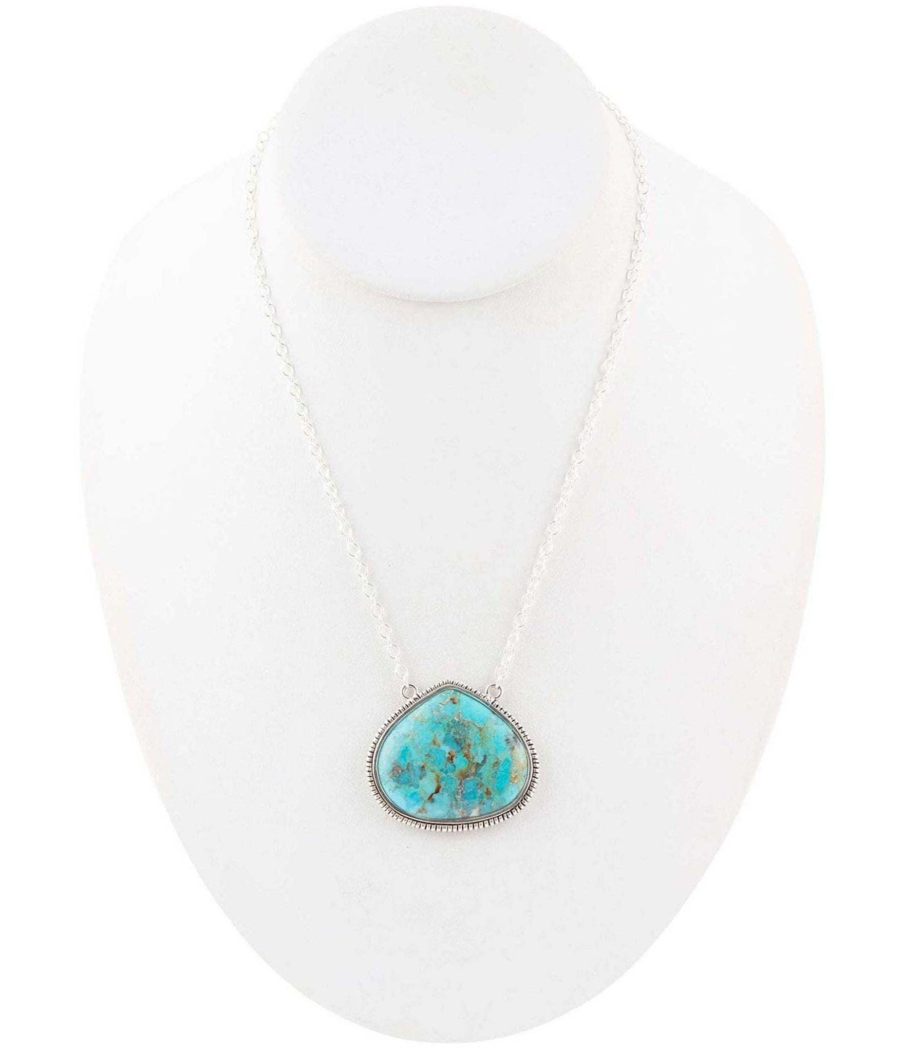 Barse Sterling Silver Genuine Turquoise Short Pendant Necklace