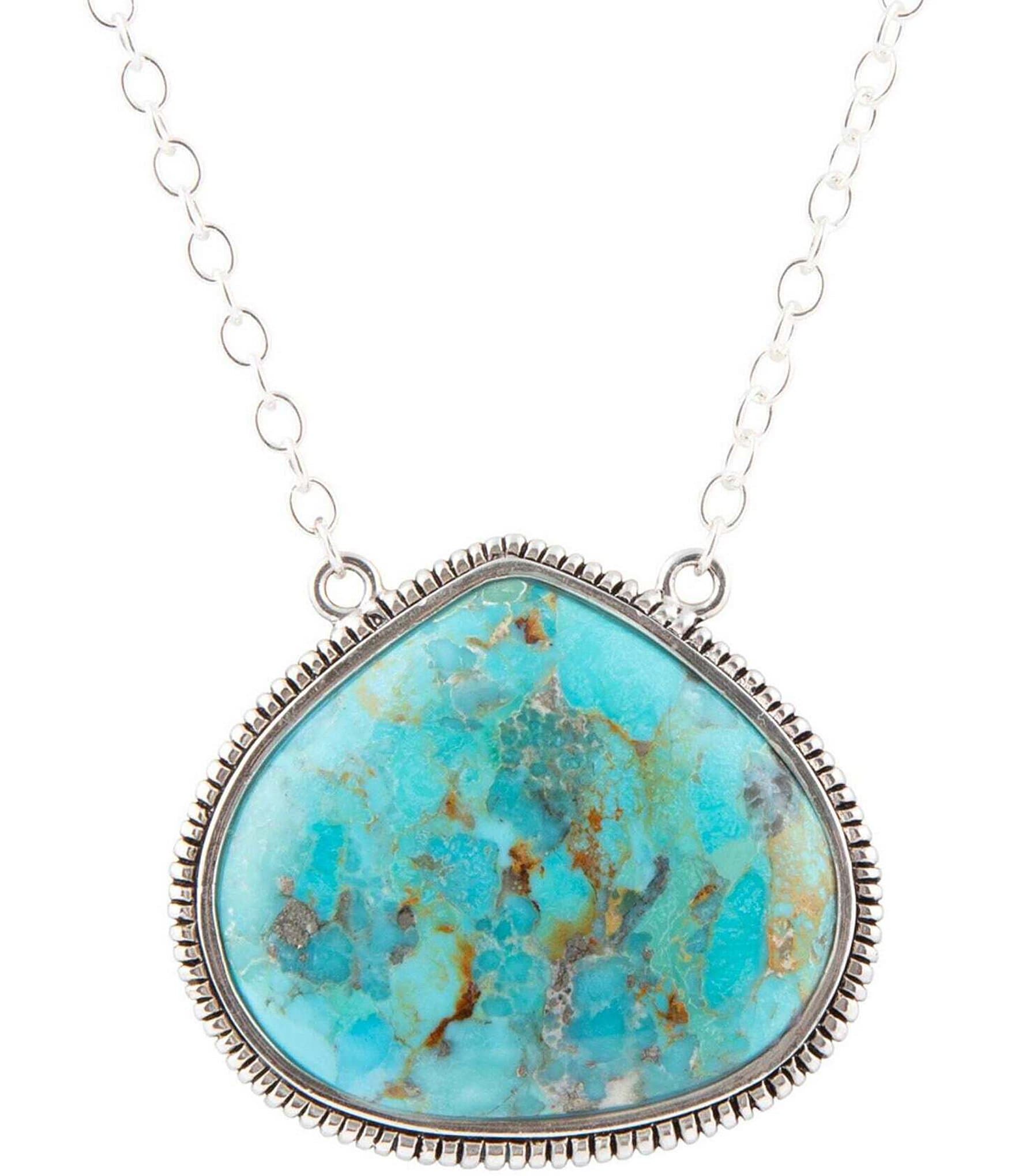 Barse Sterling Silver Genuine Turquoise Short Pendant Necklace