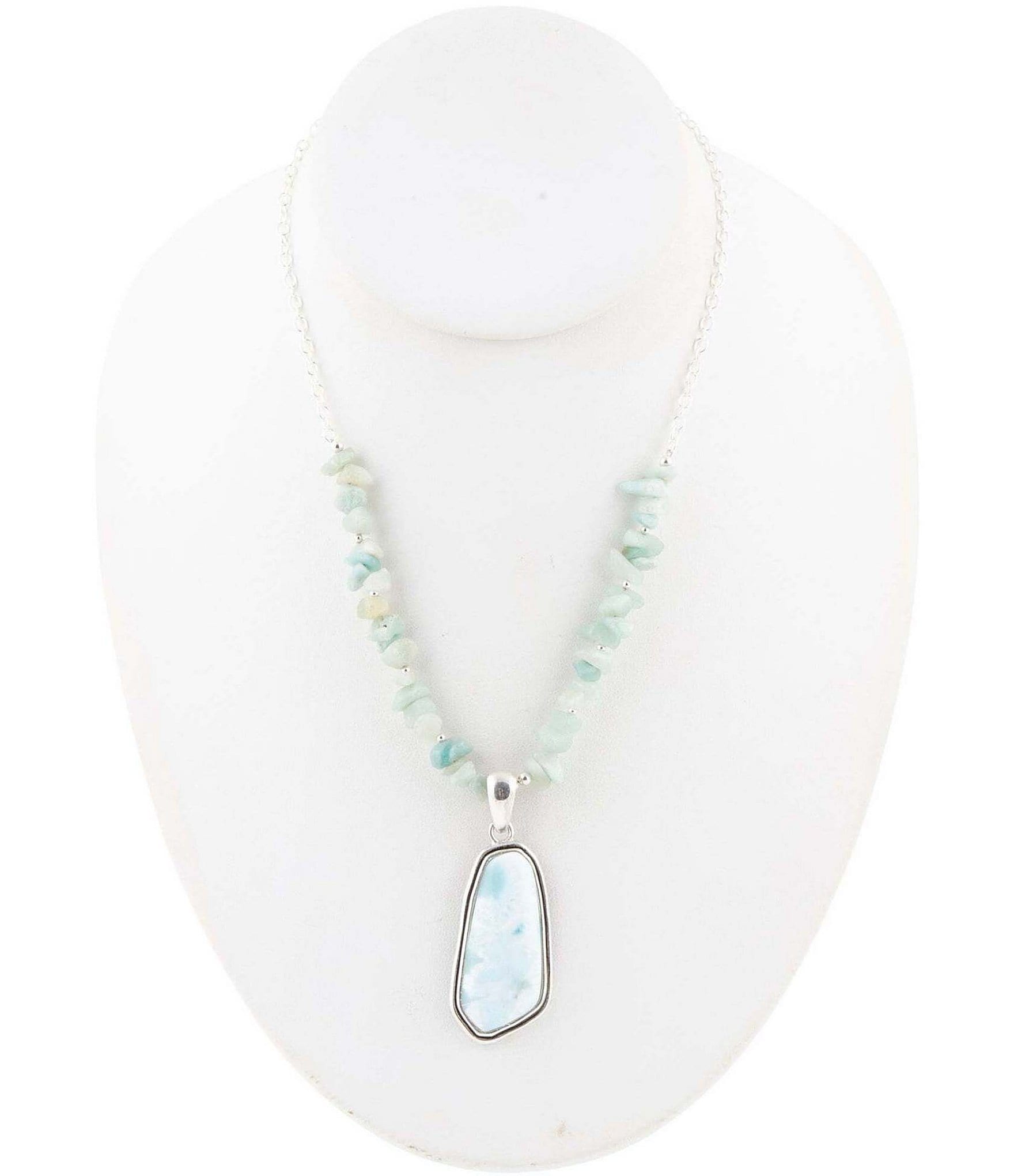 Barse Sterling Silver Larimar Short Pendant Necklace