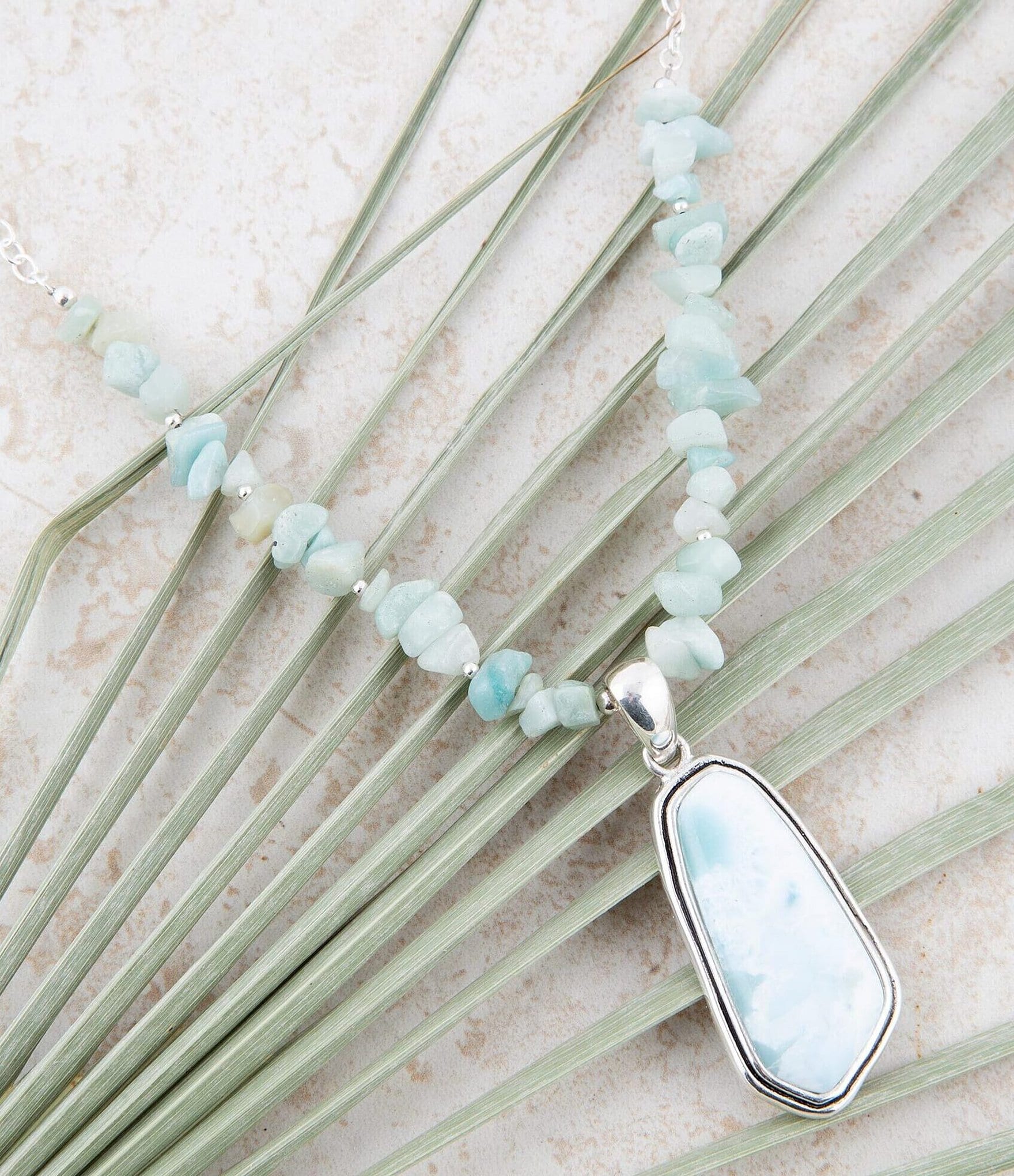 Barse Sterling Silver Larimar Short Pendant Necklace