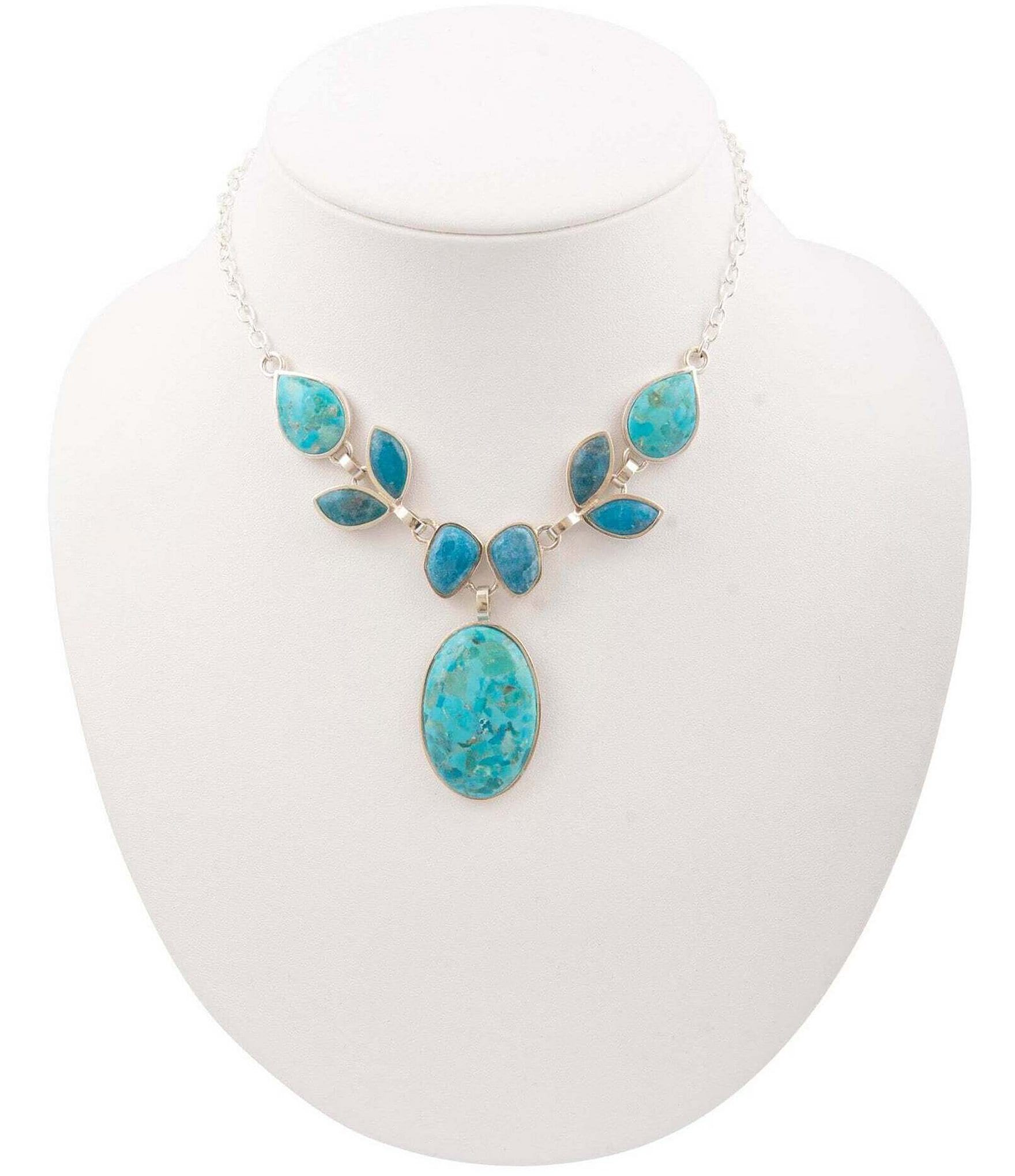 Barse Seaside Sterling Silver Turquoise and Apatite Statement Necklace