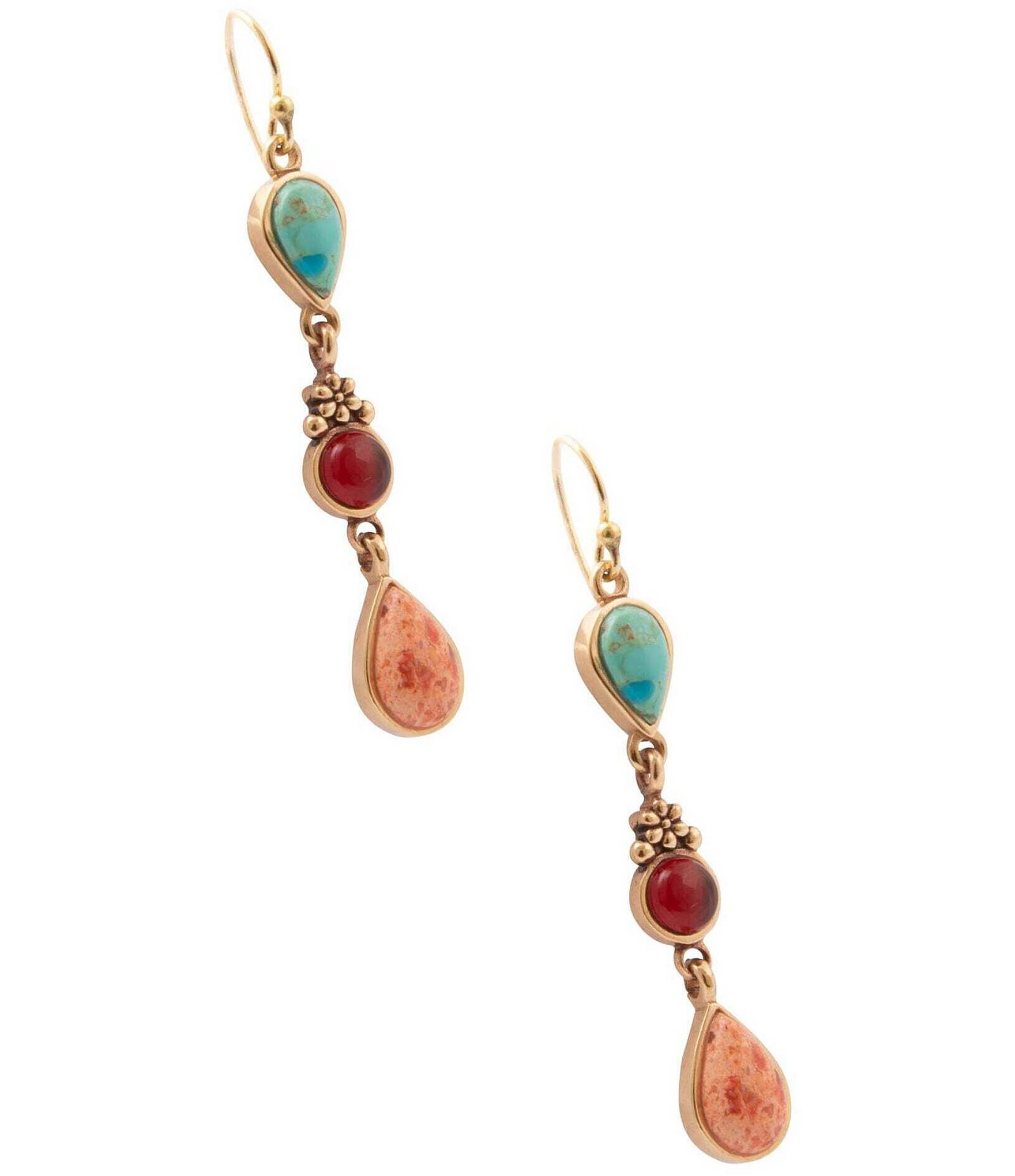 Barse Sundown Trail Golden and Genuine Stone Linear Earrings