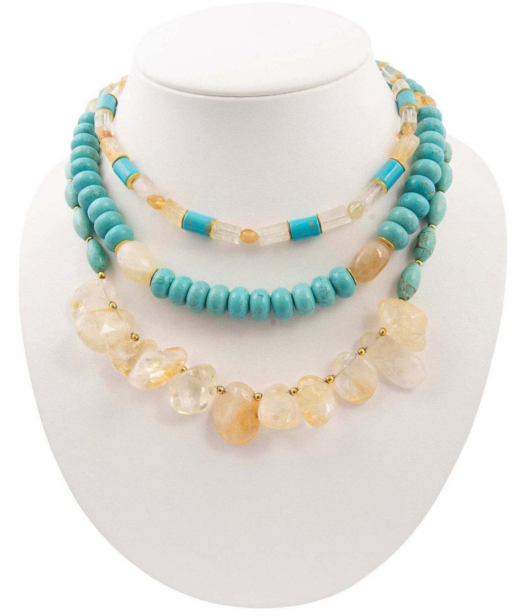 Barse Sunlit Oasis Genuine Stone Beaded Statement Necklace