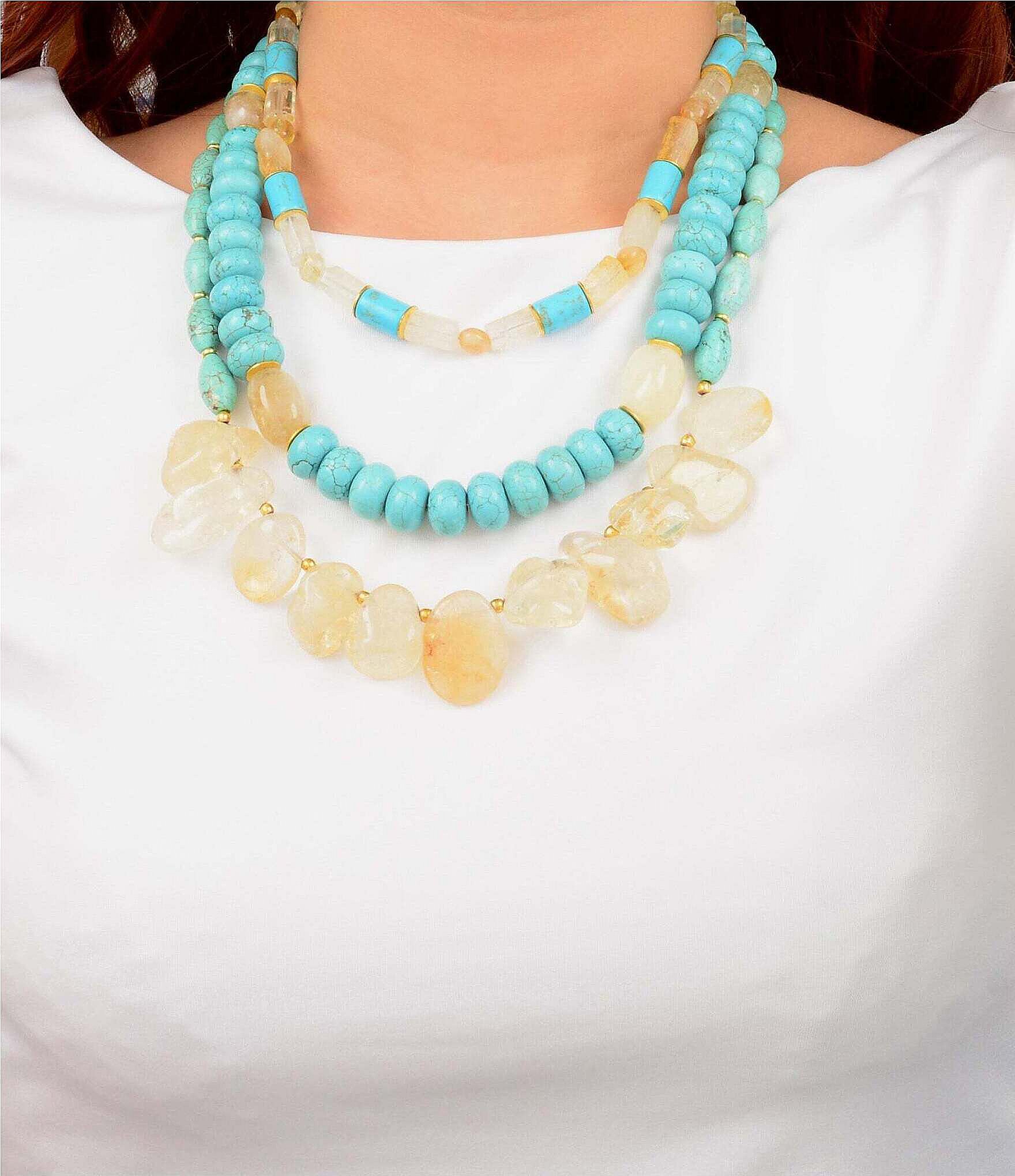 Barse Sunlit Oasis Genuine Stone Beaded Statement Necklace