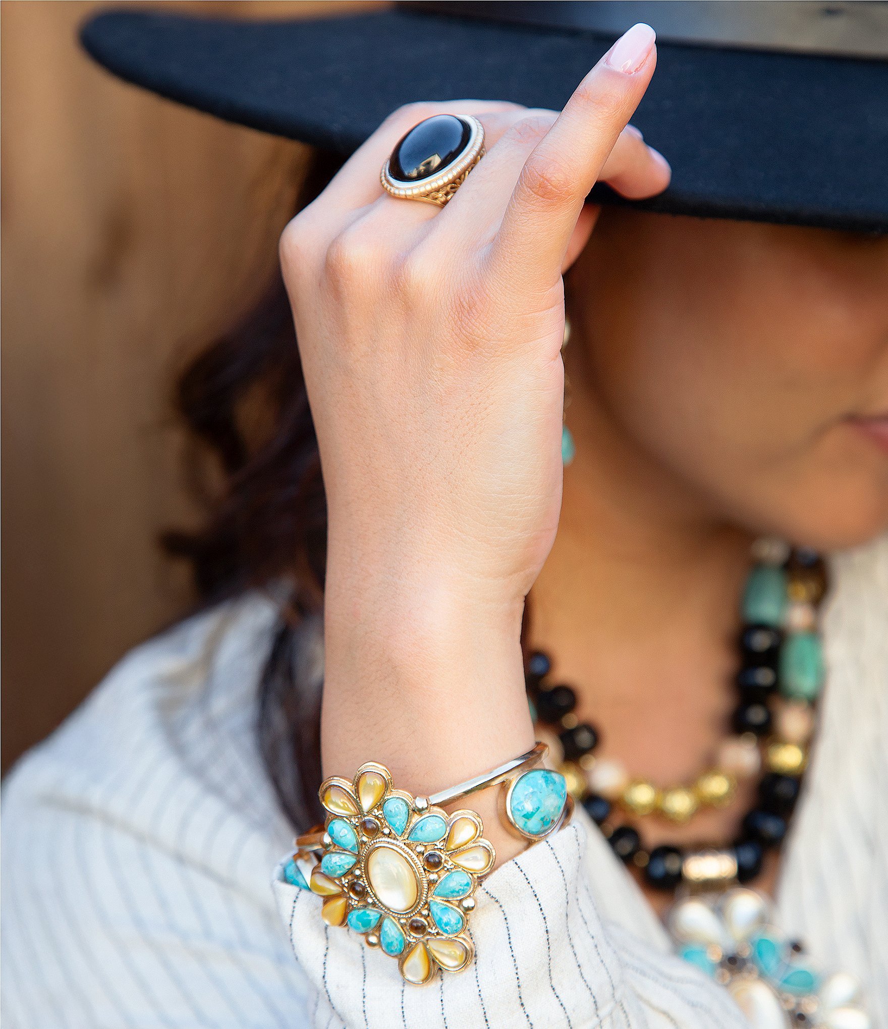 Barse Barcelona Golden Statement Cuff Bracelet