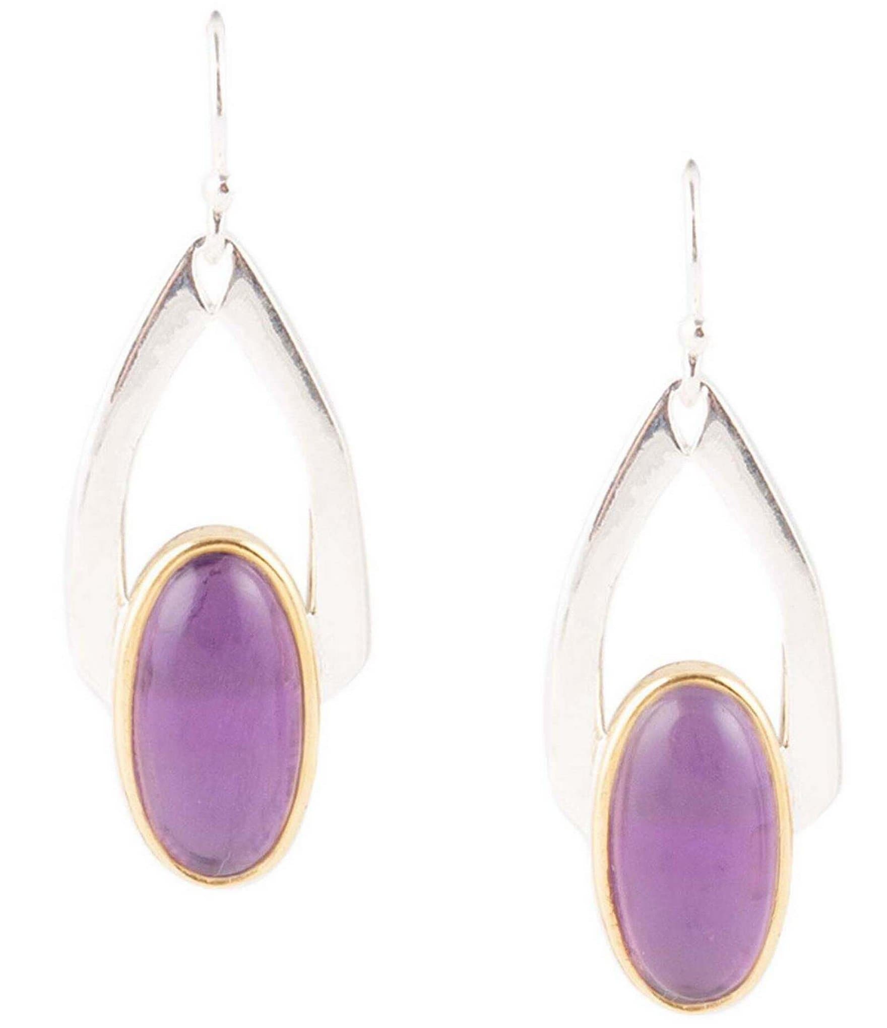 Barse Two Tone Sterling Silver Drop Earrings