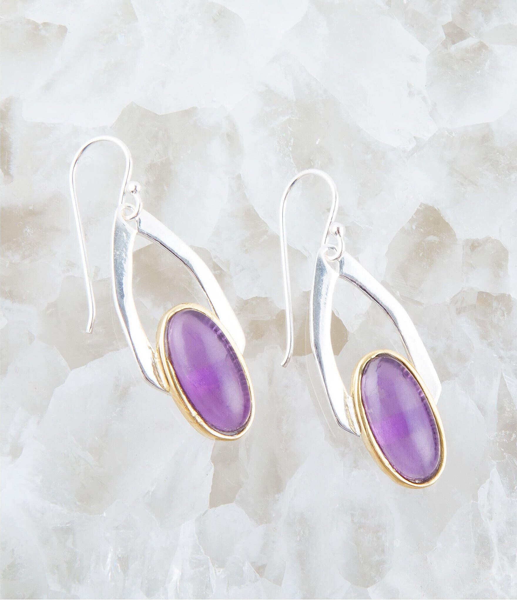 Barse Two Tone Sterling Silver Drop Earrings