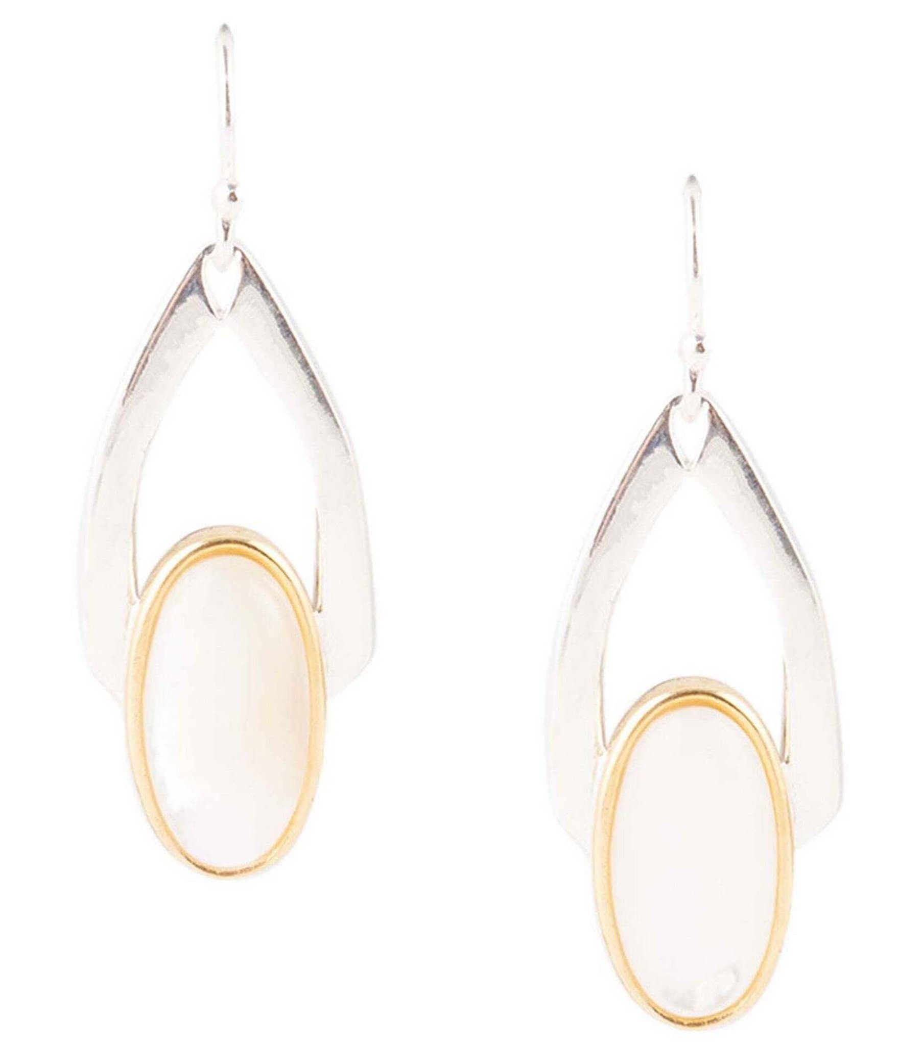 Barse Two Tone Sterling Silver Drop Earrings