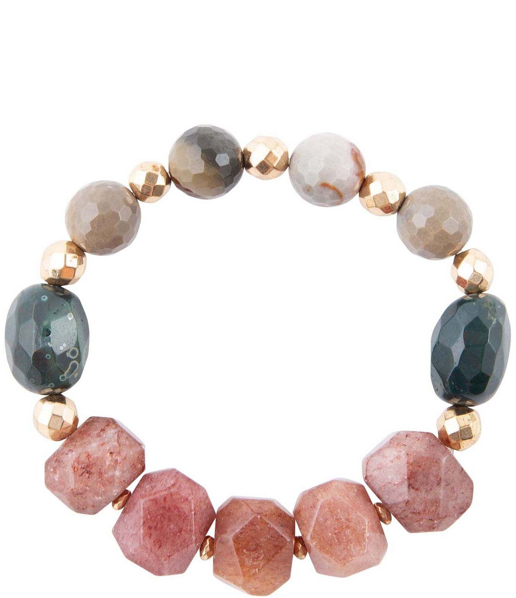 Barse Wood Agate Genuine Stone Stretch Bracelet | Dillard's