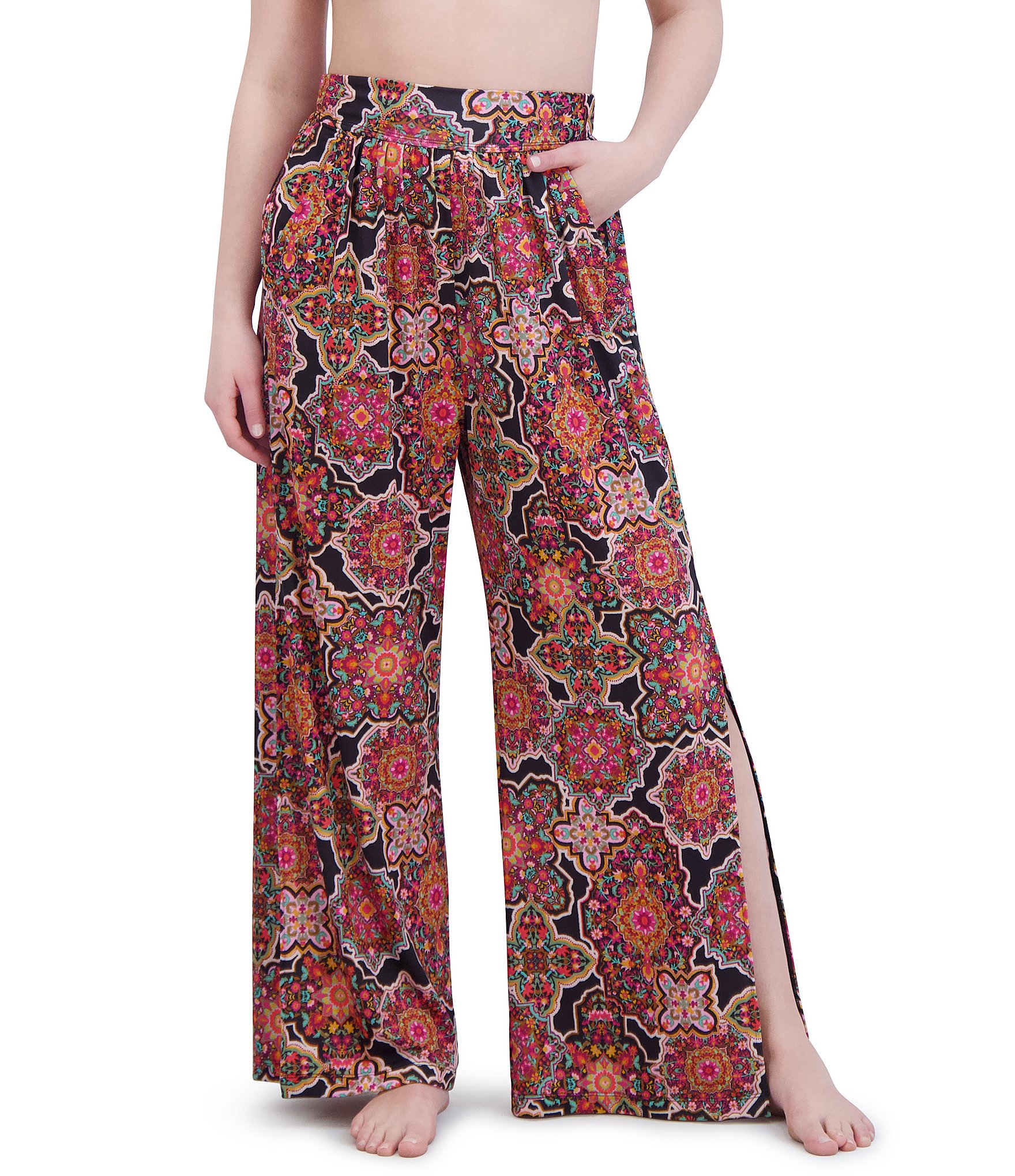 BCBG MaxAzria Printed Wide Leg Pull On Pants Swim Cover Up Dillard s