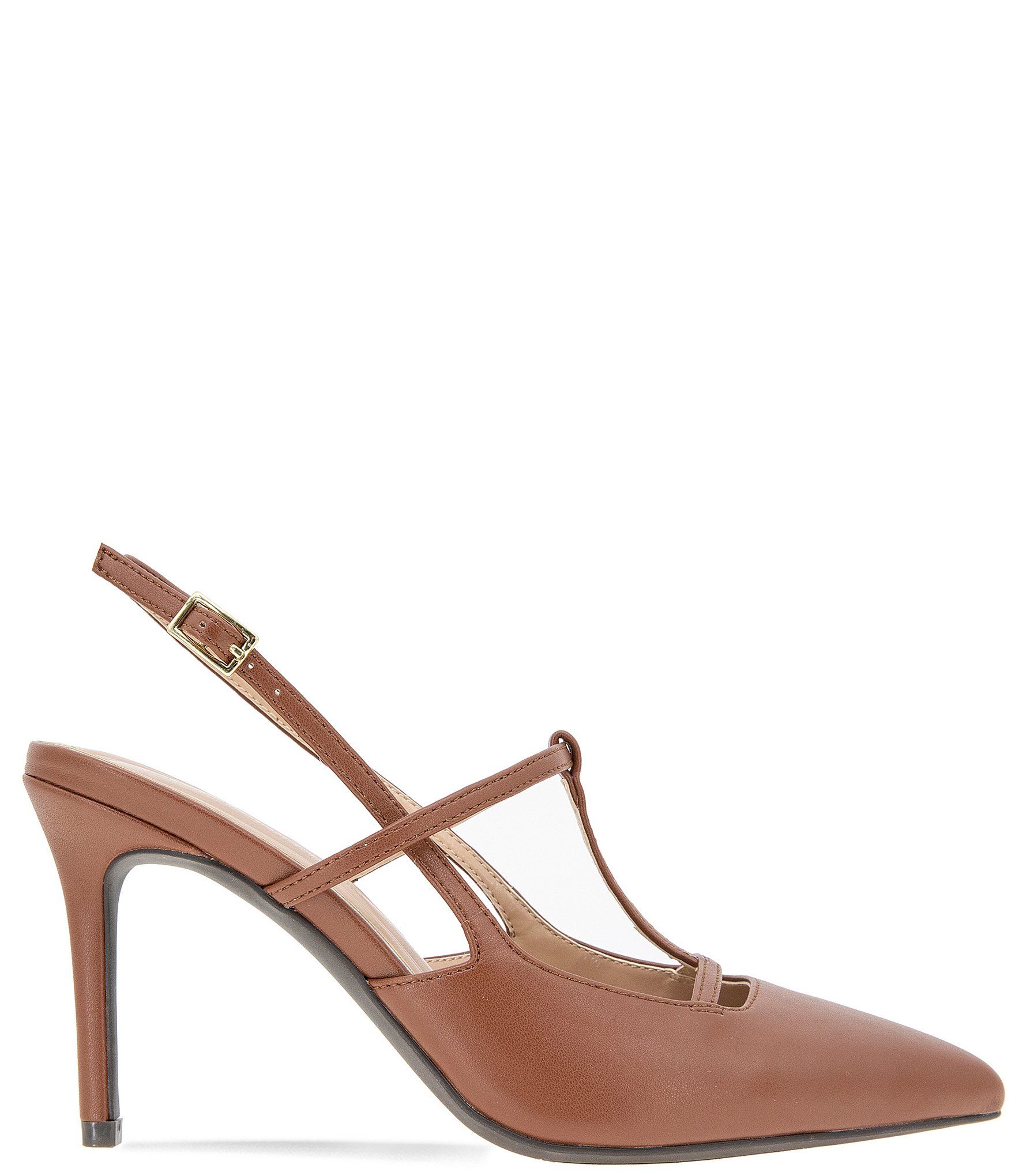 BCBGeneration Bavor Patent T-Strap Slingback Stiletto Pumps