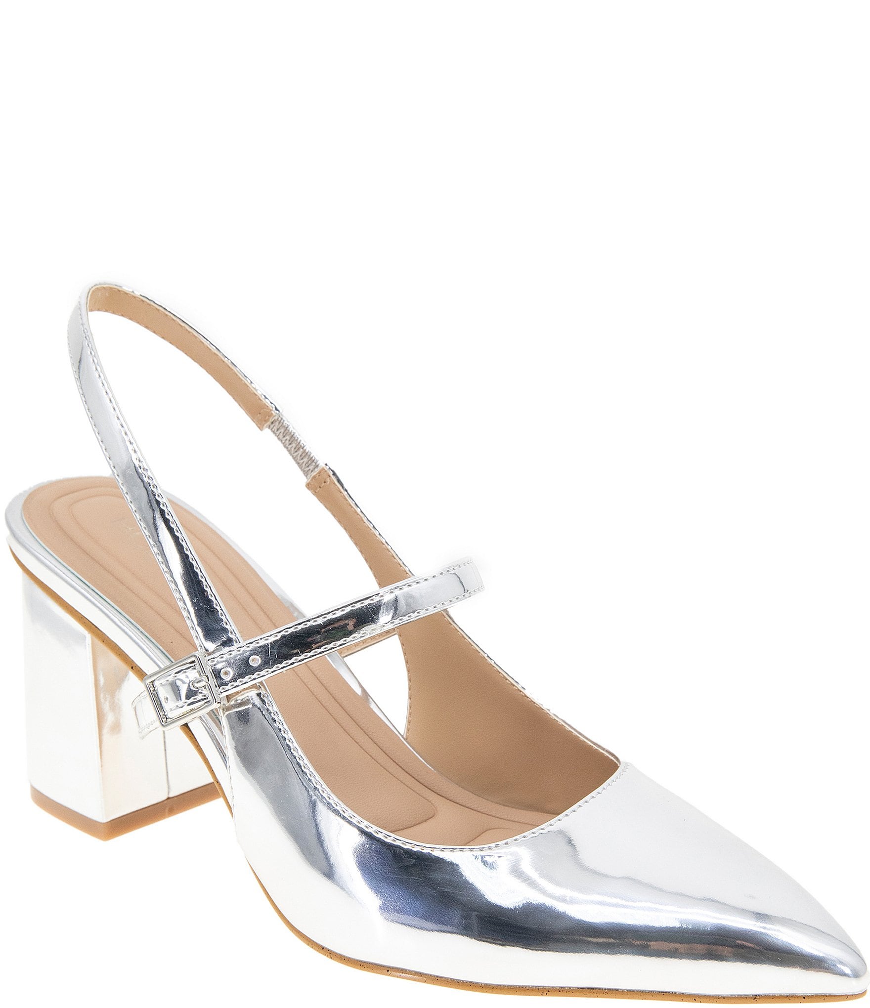 BCBGeneration Gillian Mirror Metallic Patent Mary Jane Slingback Pumps