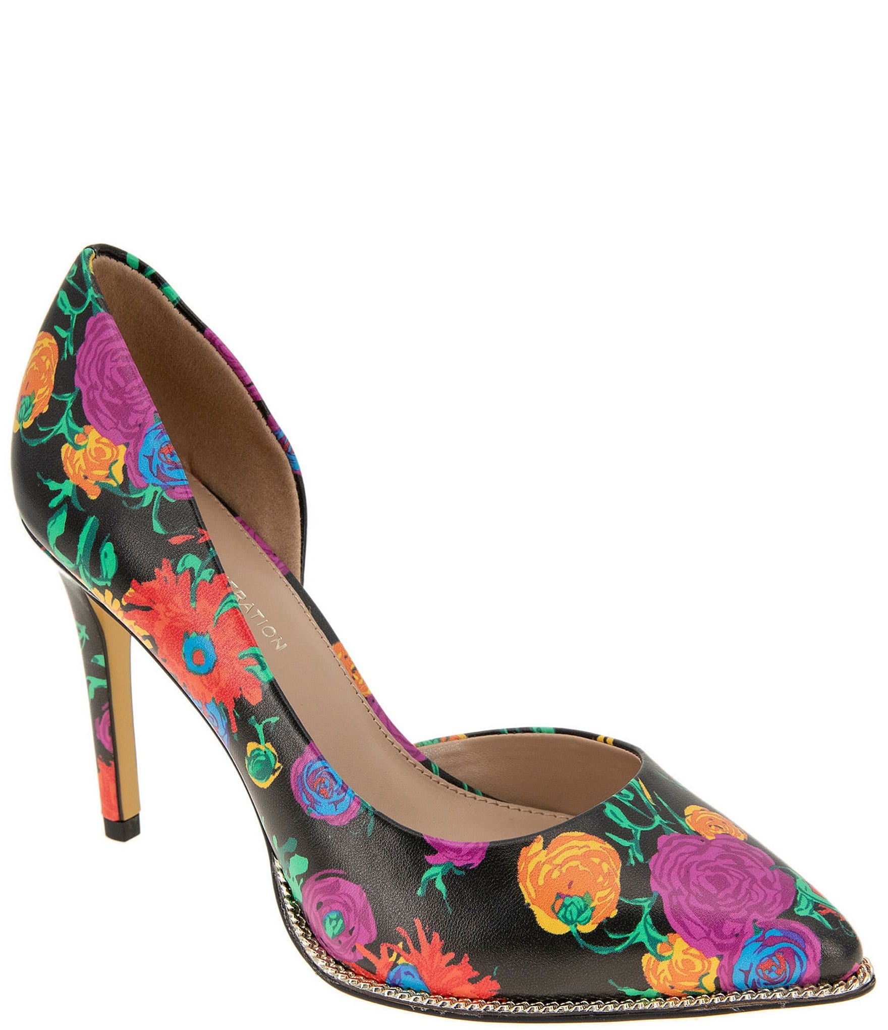 Neiman Marcus Colorful Floral Verity Pointed-Toe Bow Pumps Shoes Heels Size  6.5