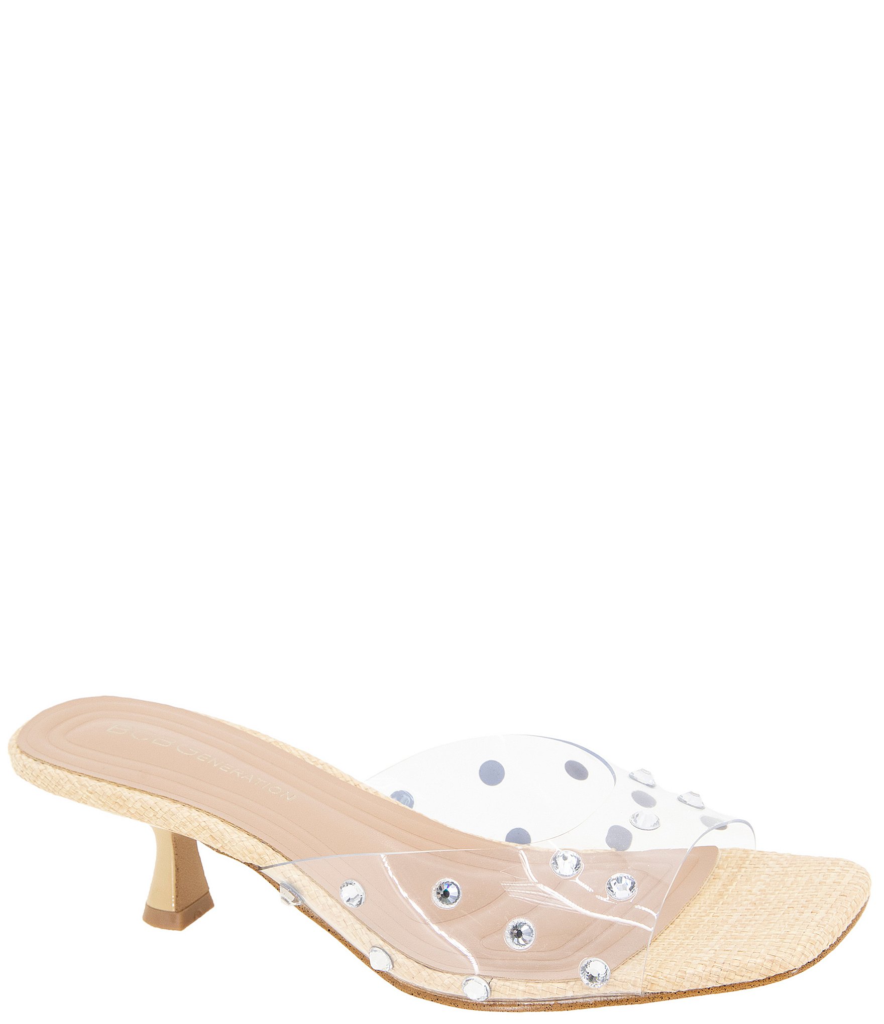 BCBGeneration Inika 2 Rhinestone Studded Clear Vinyl Kitten