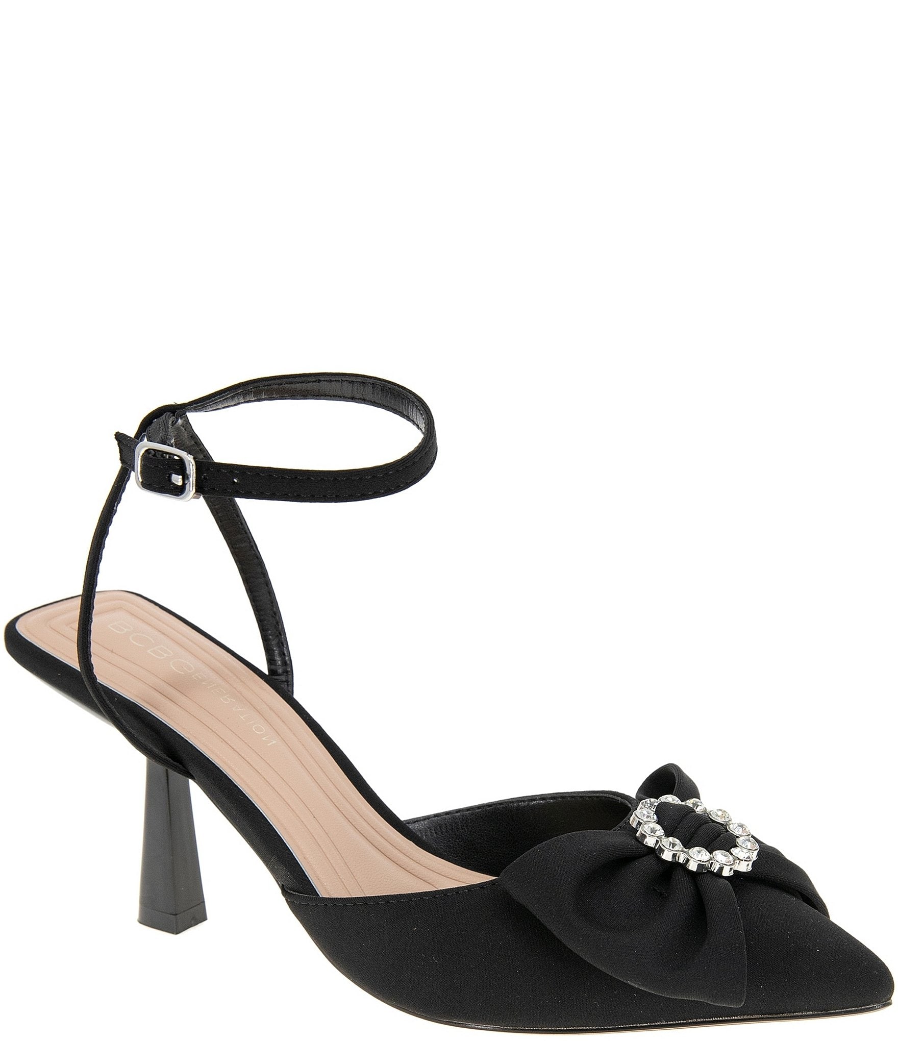 BCBGeneration Ipany Neoprene Bow Ankle Strap Pumps