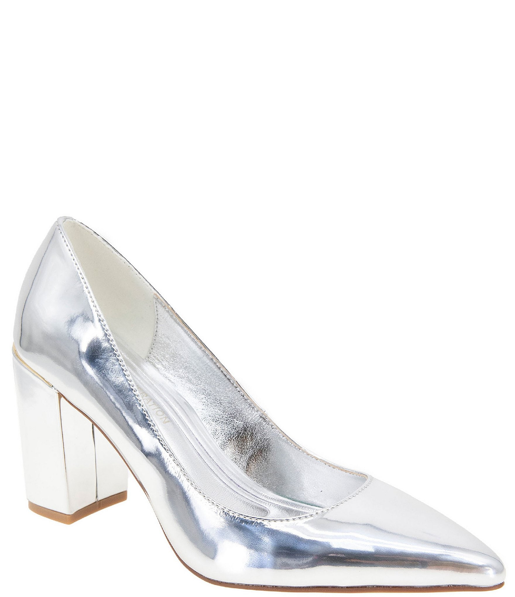 Sezane | Shoes | New Sezane Low Helena Courts Silver Glitter Block Heels |  Poshmark