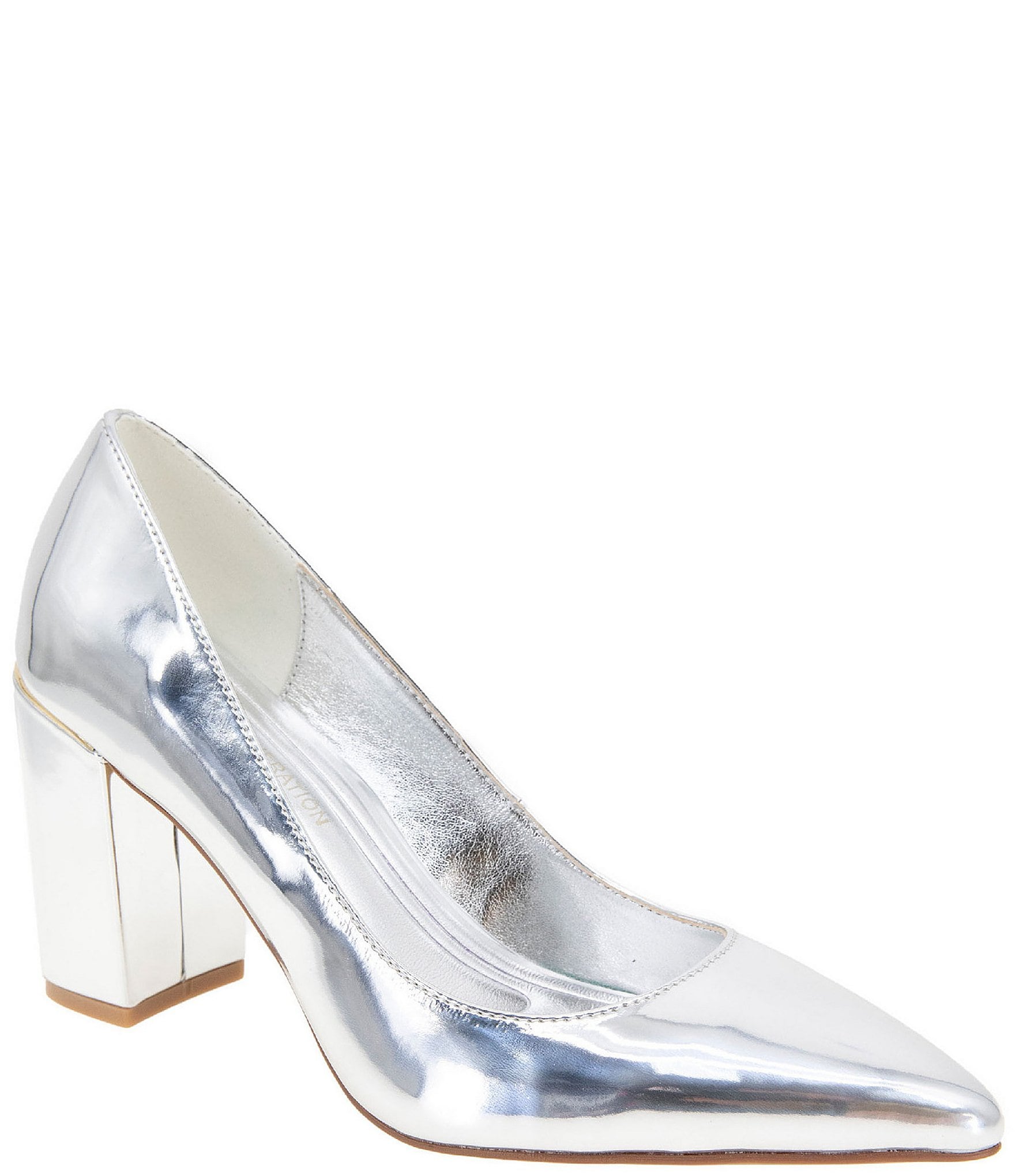 BCBGeneration Midana Metallic Patent Block Heel Pumps | Dillard's