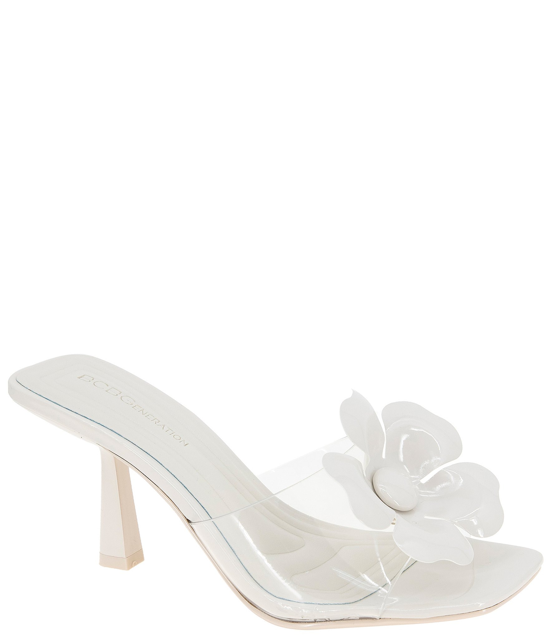 BCBGeneration Remani Vinyl Flower Ornament Slide Sandals