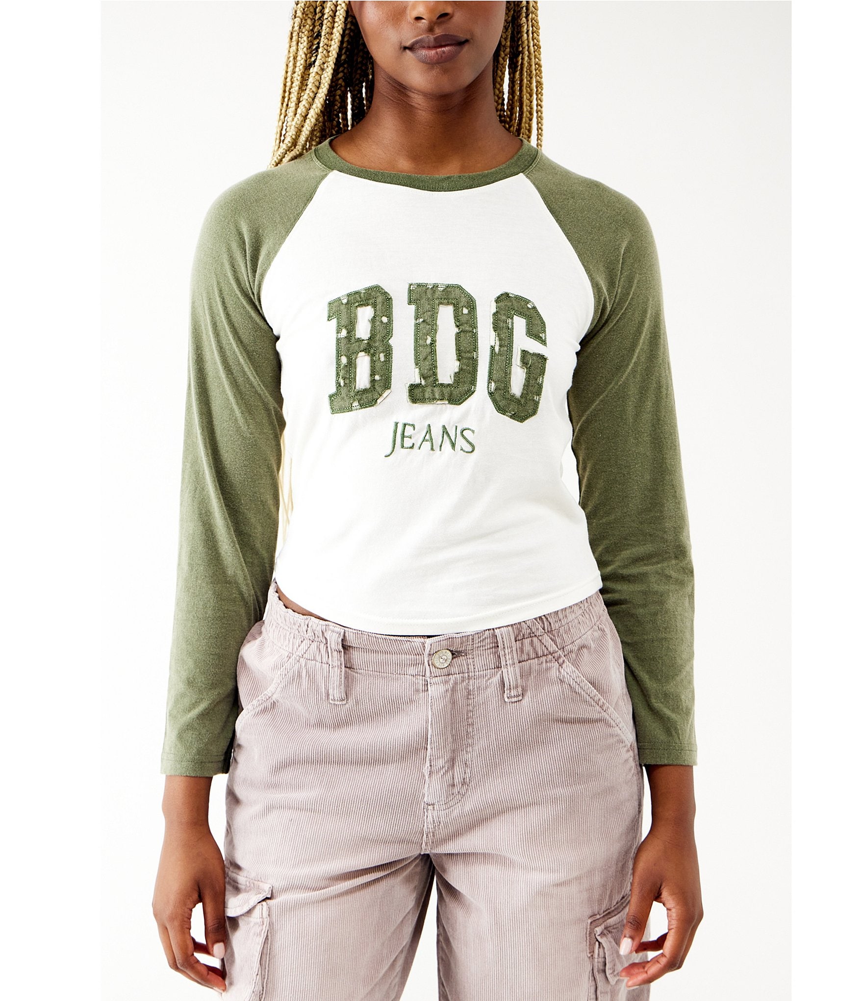 BDG Urban Outfitters 3/4 Contrast Sleeve Raglan Logo Graphic T