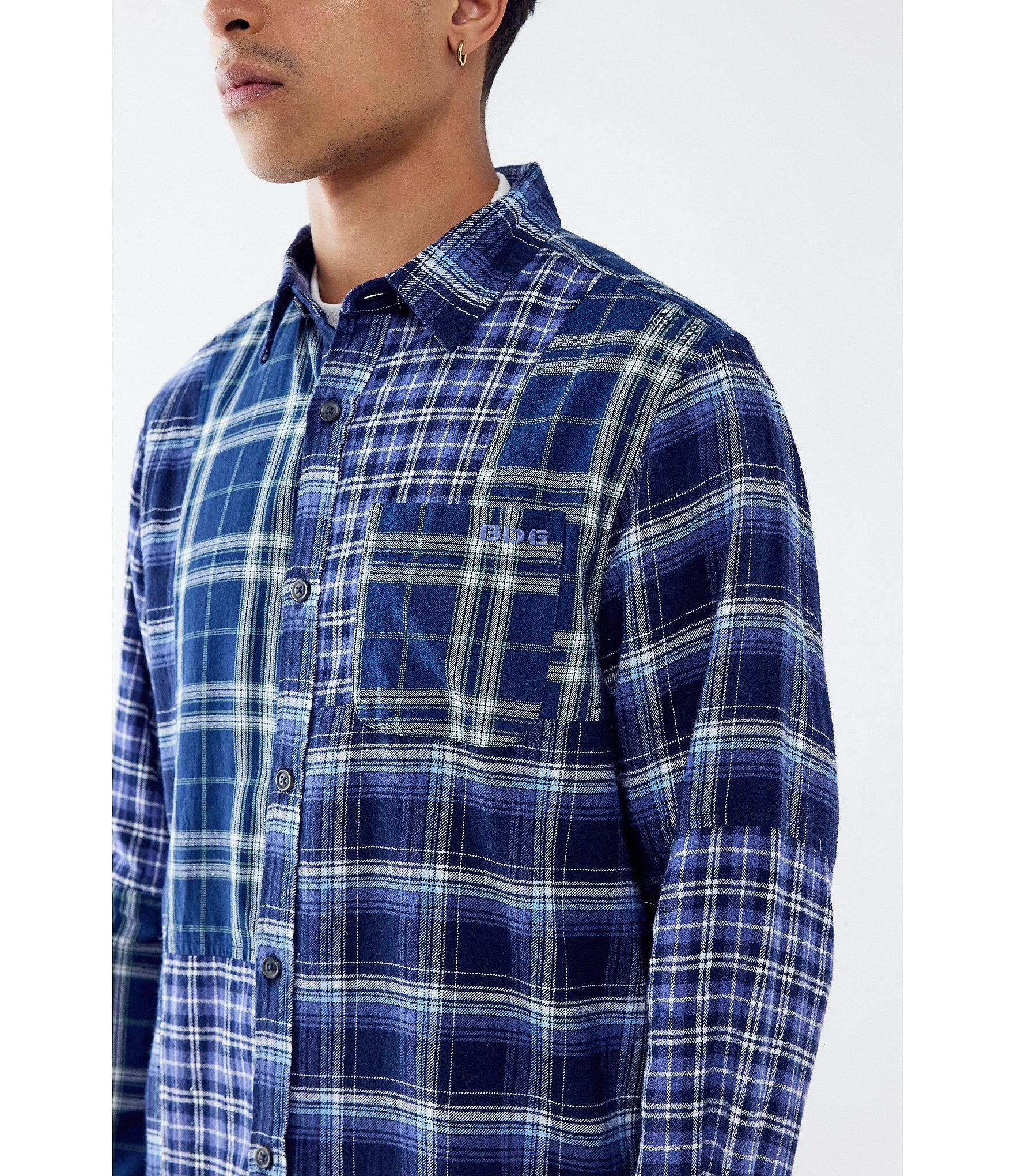 BDG Urban Outfitters Long Sleeve Mixed Check Woven Shirt