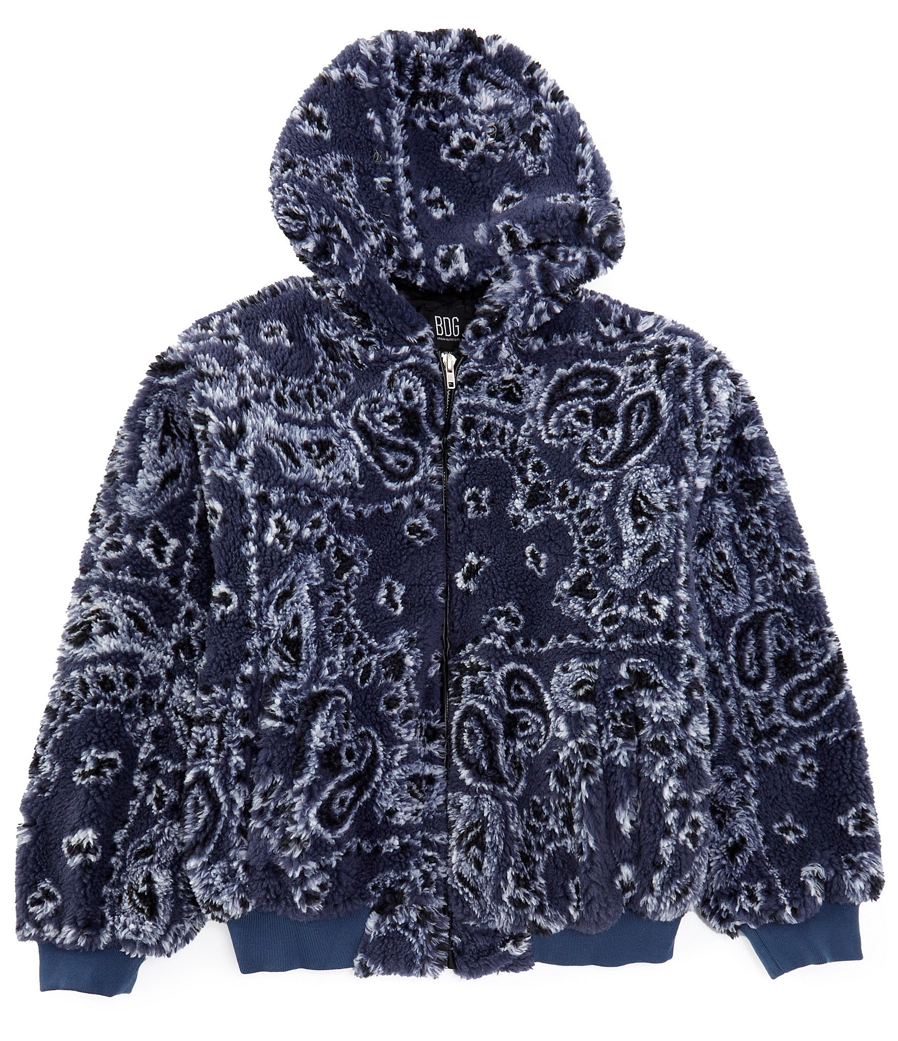 BDG Urban Outfitters Long Sleeve Paisley Fleece Hooded Jacket