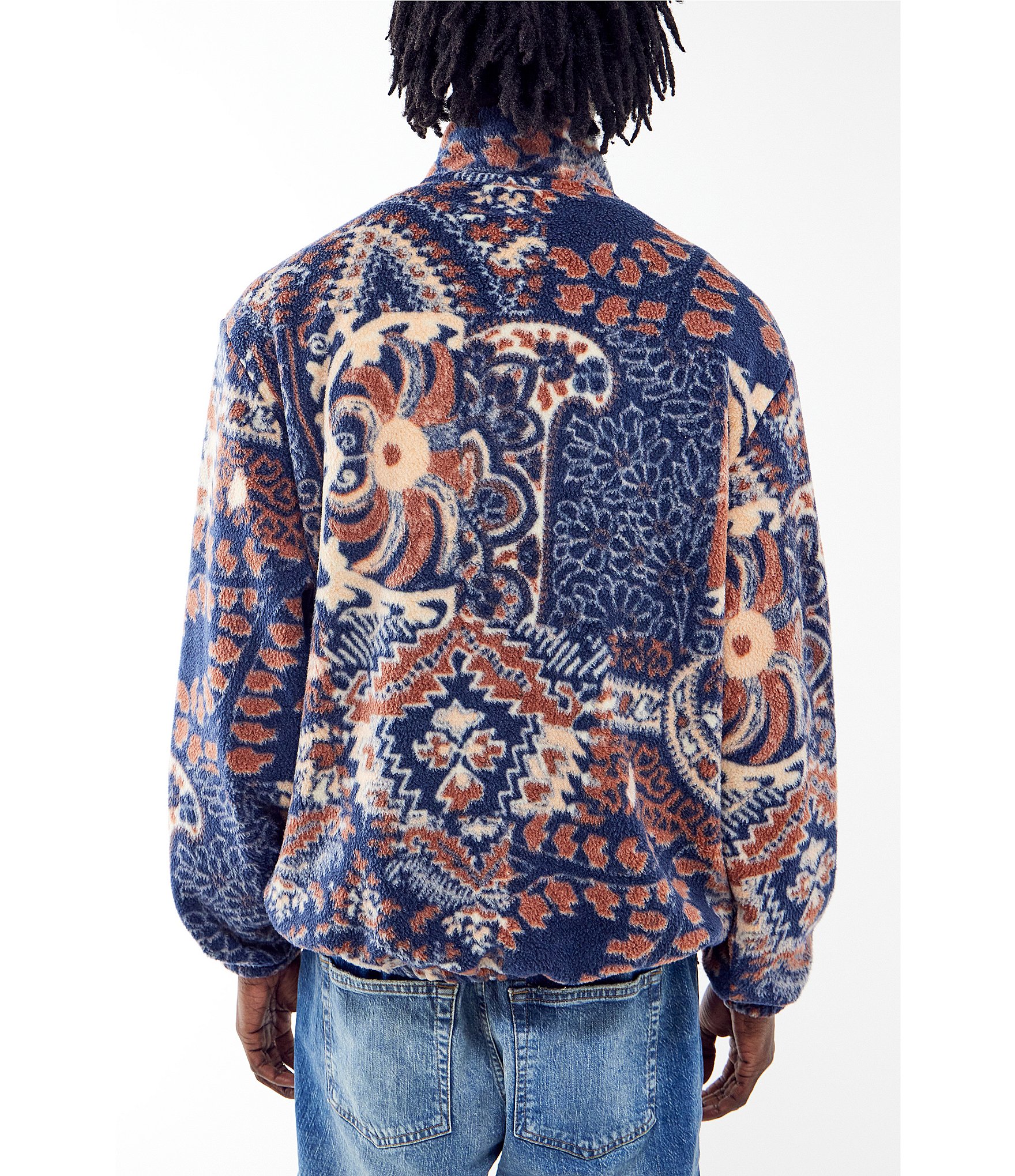 BDG Urban Outfitters Long Sleeve Paisley Printed Fleece Pullover