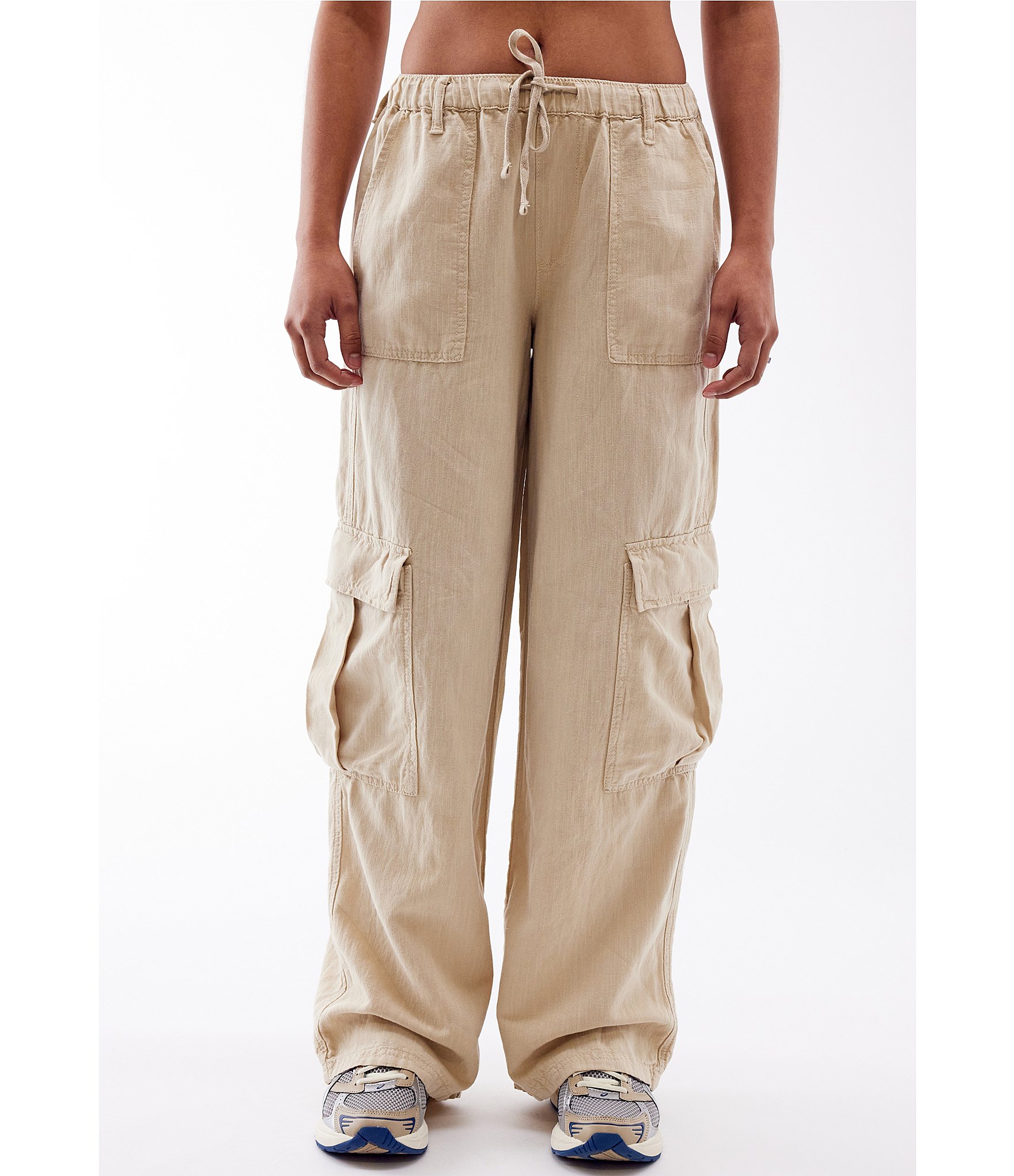 Women's Adjustable Drawstring Elastic Waist Baggy Cargo Pants Multi-Pocket  Jogging Trousers Streetwear - Walmart.com