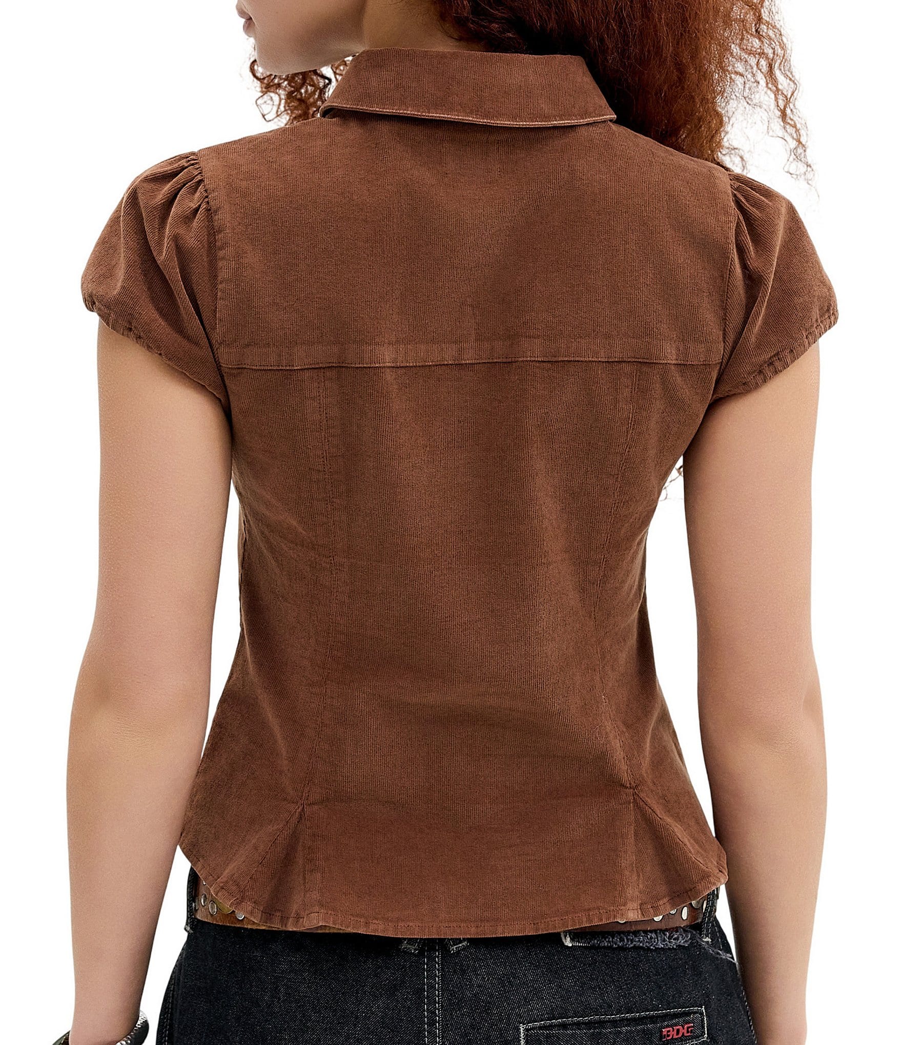 BDG Urban Outfitters Lyn Cap Sleeve Corduroy Blouse
