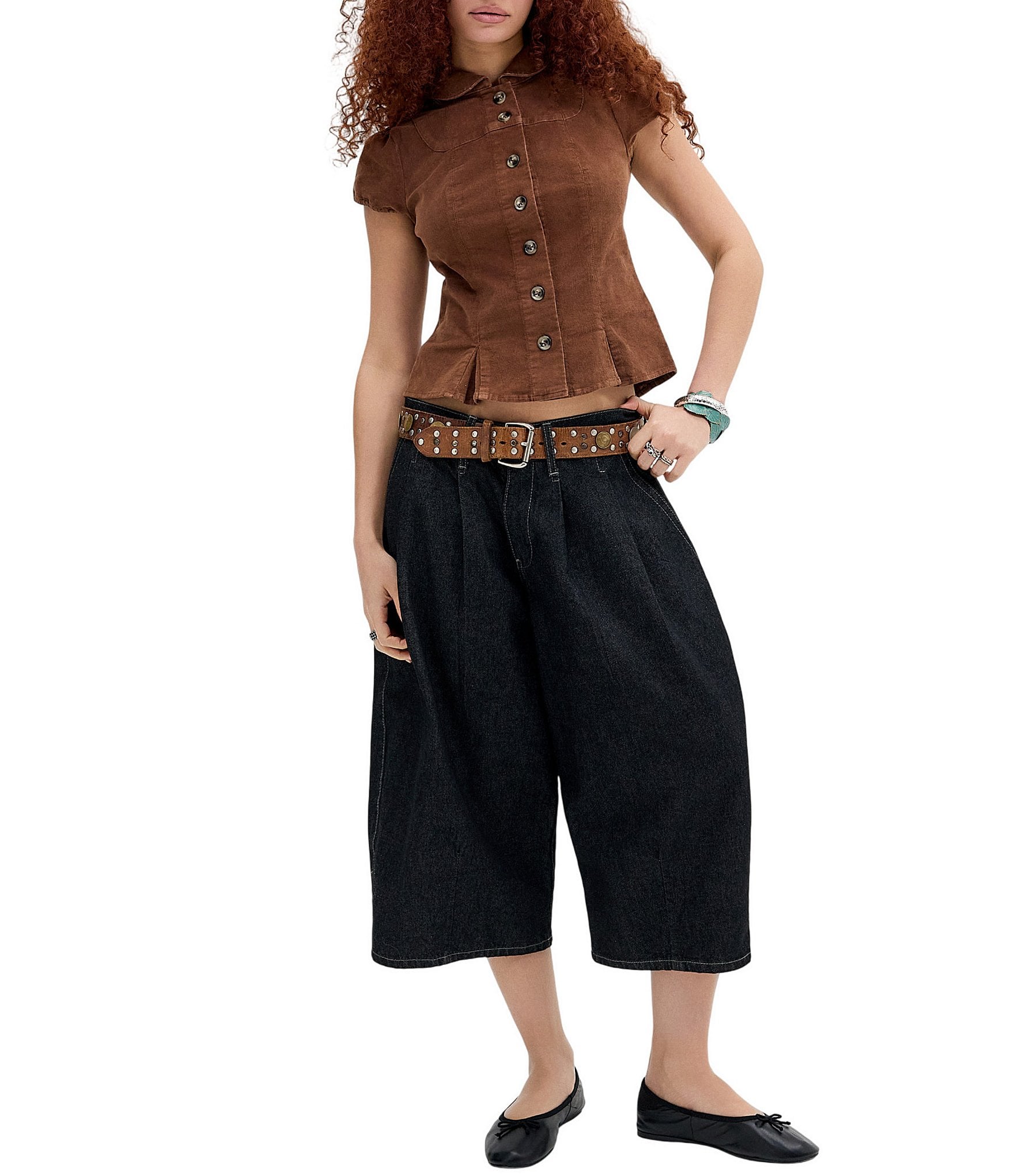 BDG Urban Outfitters Lyn Cap Sleeve Corduroy Blouse