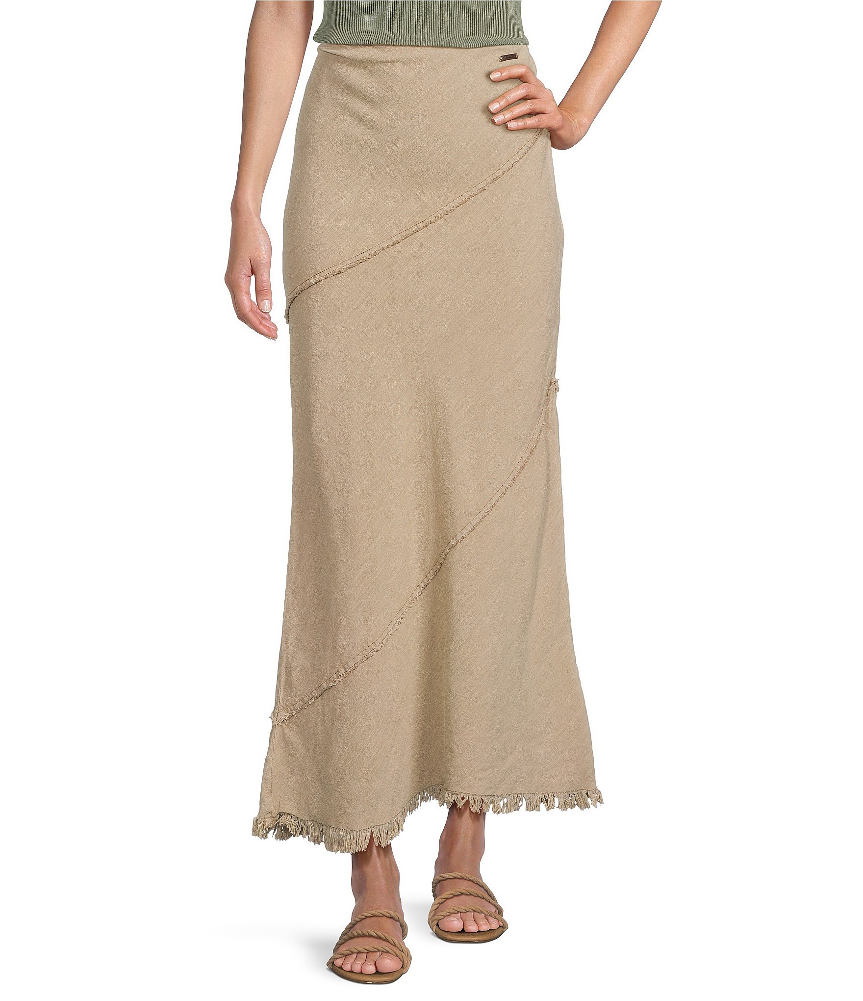 Bdg Urban Outfitters Mid Rise Linen Blend Seam Maxi Skirt Dillards 8301